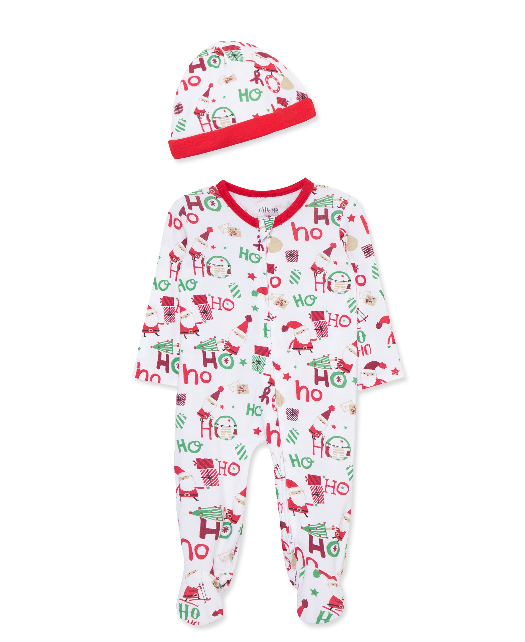 Ho Ho Ho 2 Way Zip Footie Hat NB 9M