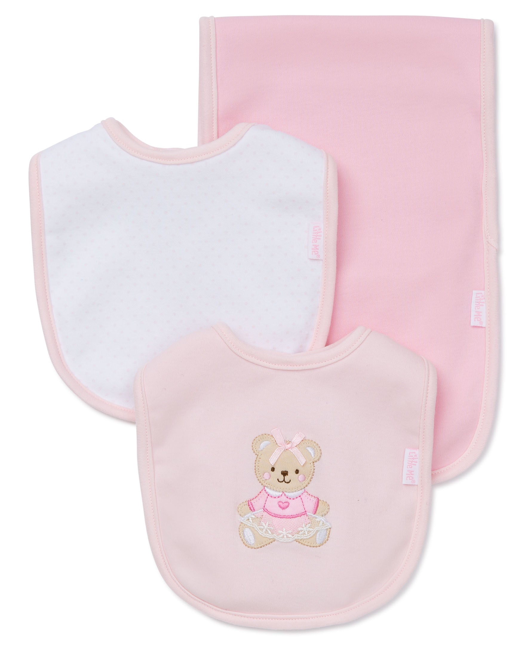 Terry Tots Bib & Burp Set, Blue Pinstripe Scalloped Edge main image 0
