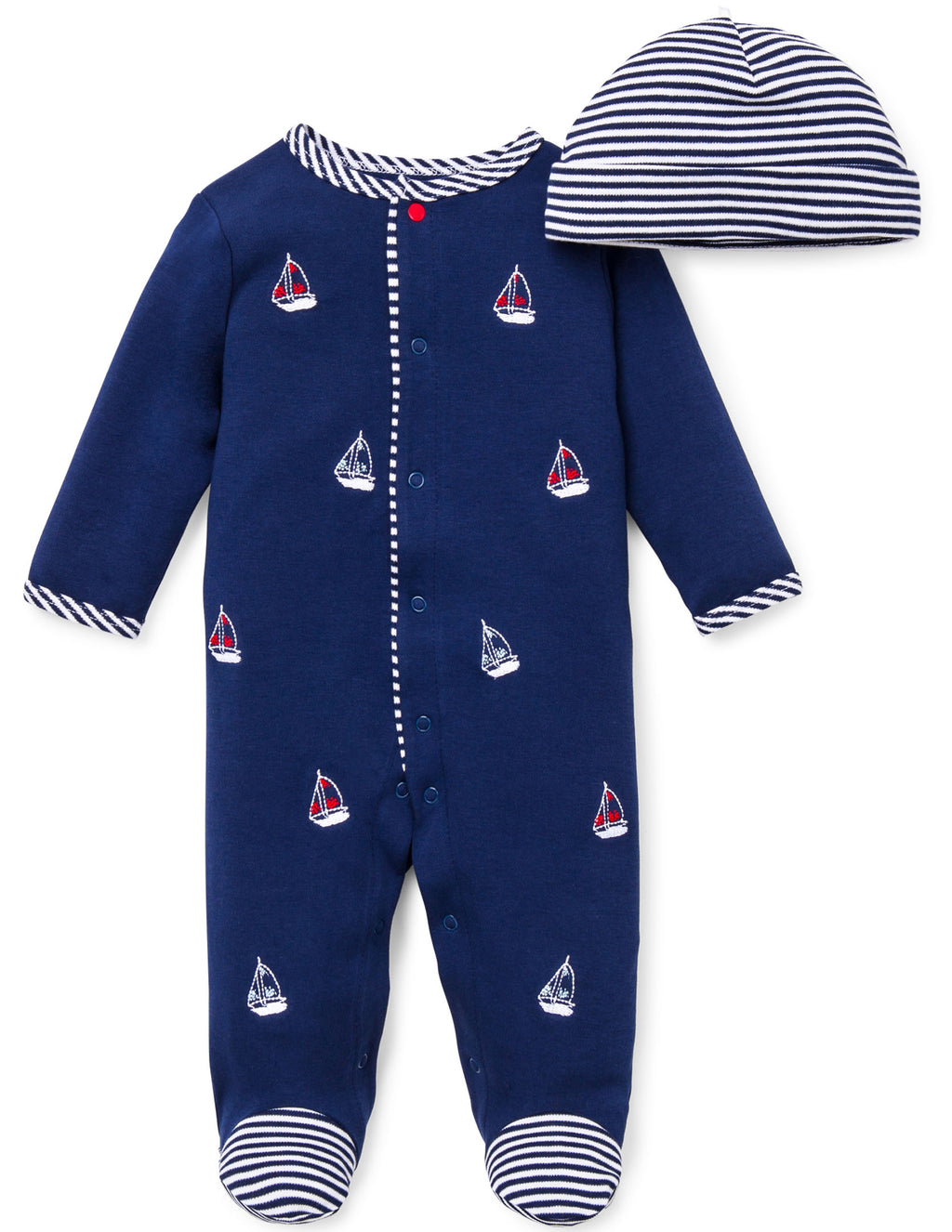 Sailboats Footed One-Piece And Hat - Little Me