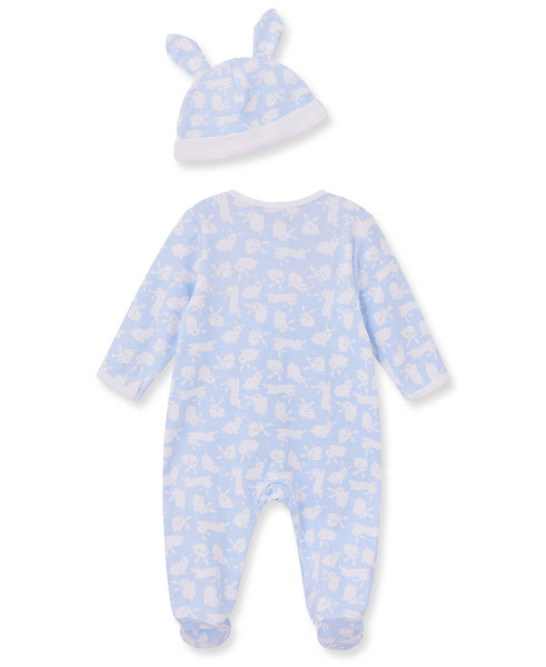 Easter Bunny Blue Footed One-Piece & Hat Set