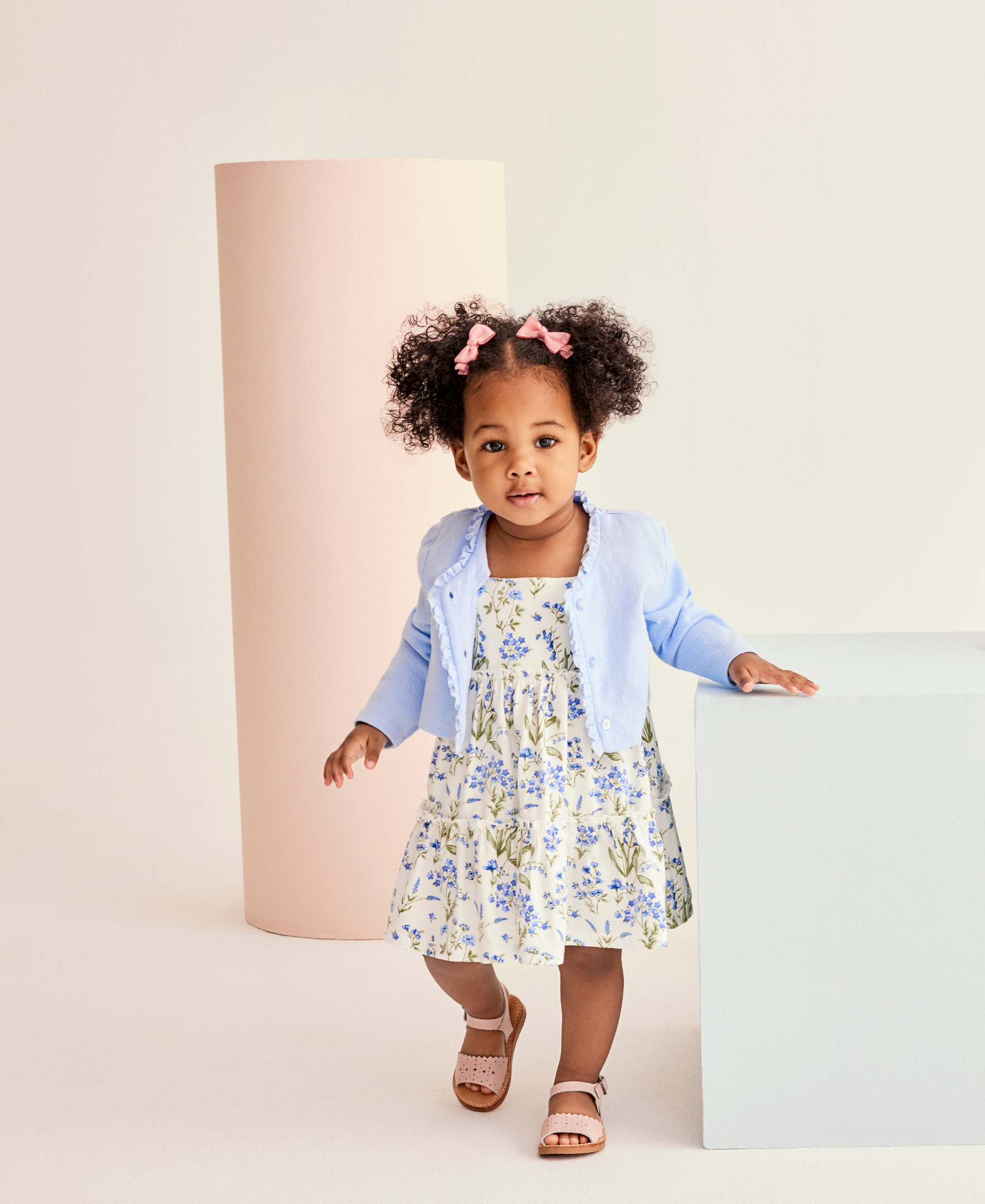 Blue Floral Knit Dress Set (12M-24M) - Little Me