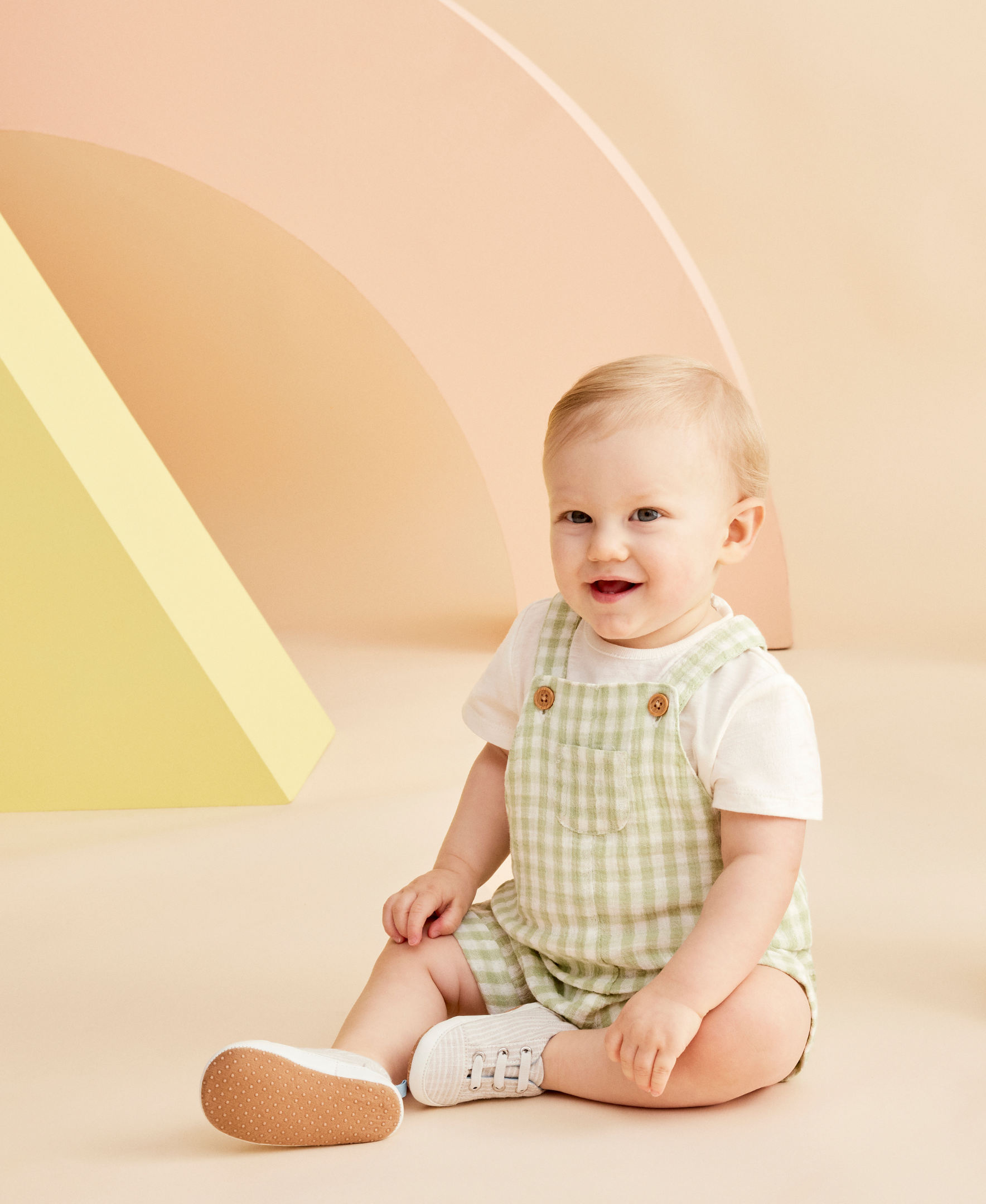 Check Gauze Shortall Set - Little Me