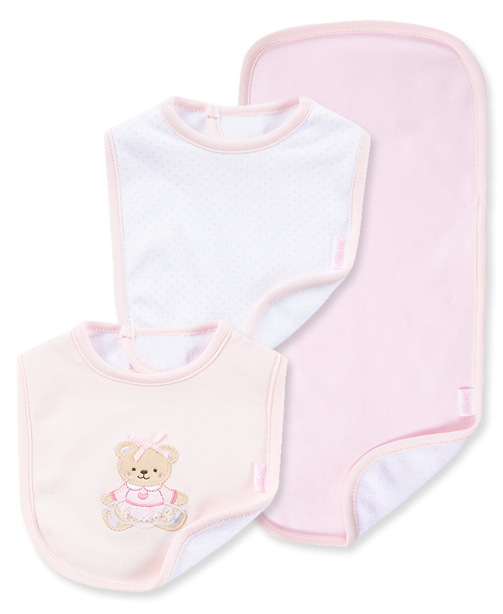 Pink Bear Bib & Burp Set - Little Me