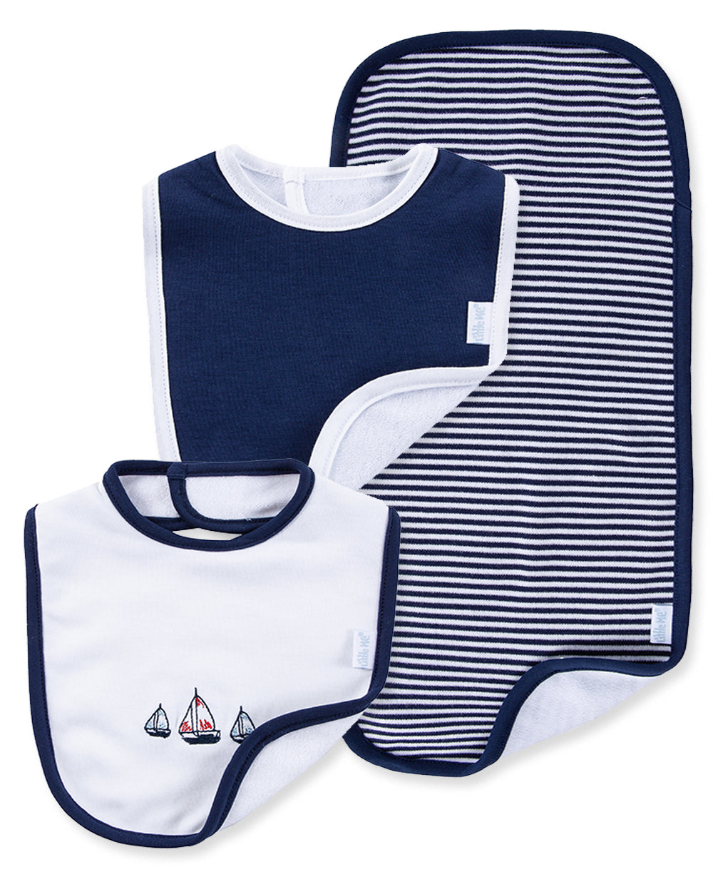 Sailboats Bib & Burp Set - Little Me