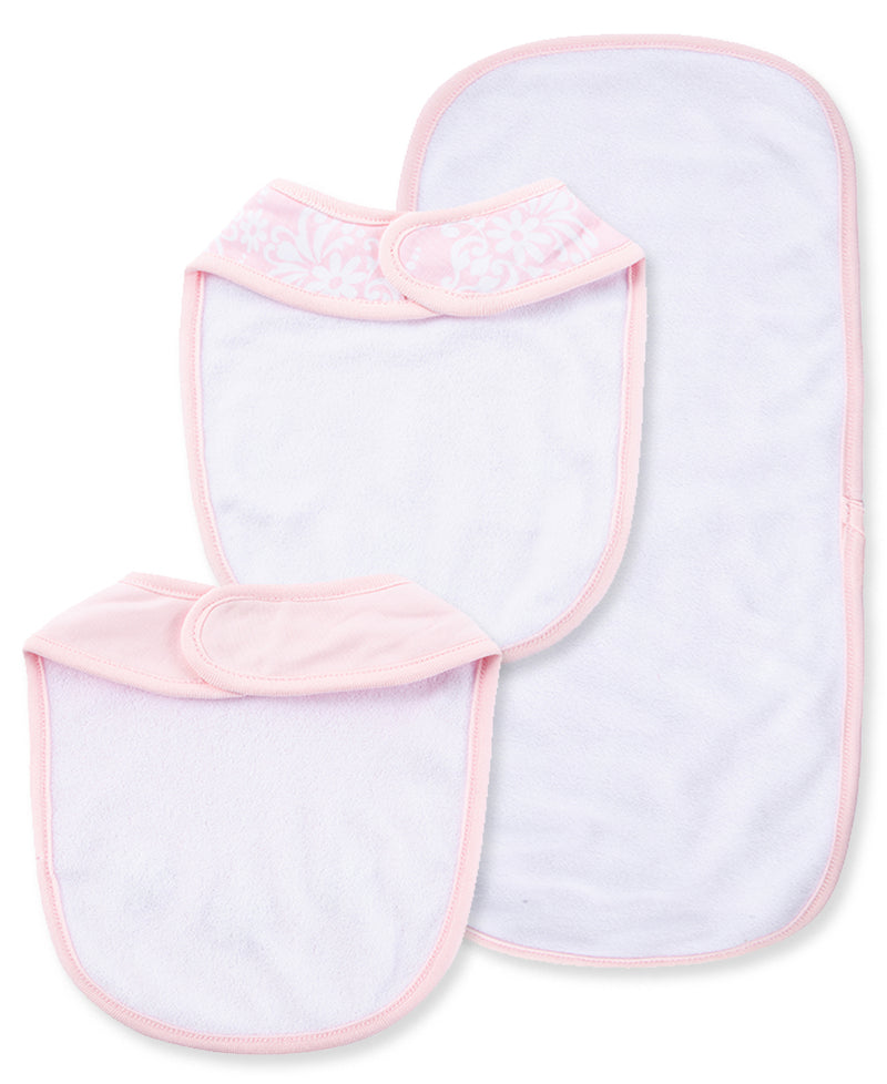 Damask Scroll Bib & Burp Set