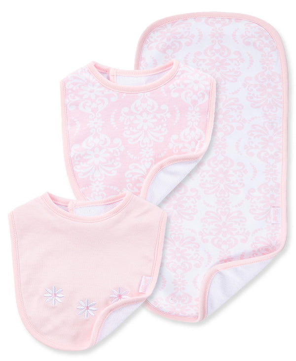 Bib and Burp Set -Blue Floral Scalloped Edge main image 0