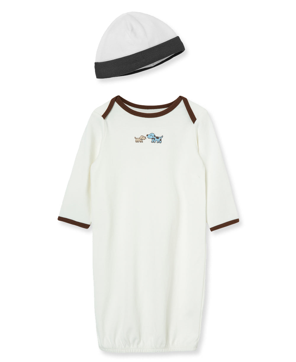 Cute Puppies Sleeper Gown And Hat - Little Me