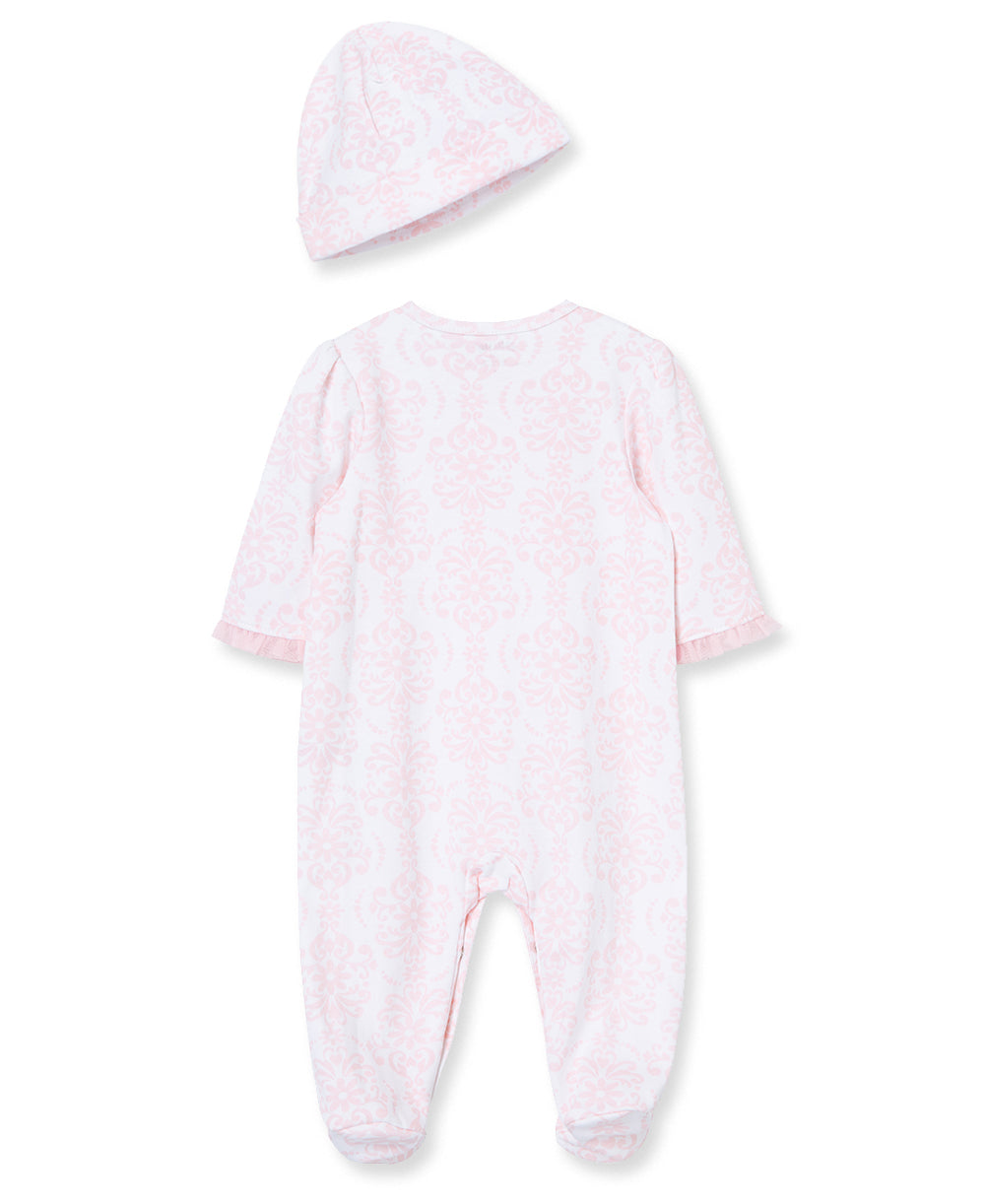 Damask Scroll Footed One-Piece And Hat - Little Me