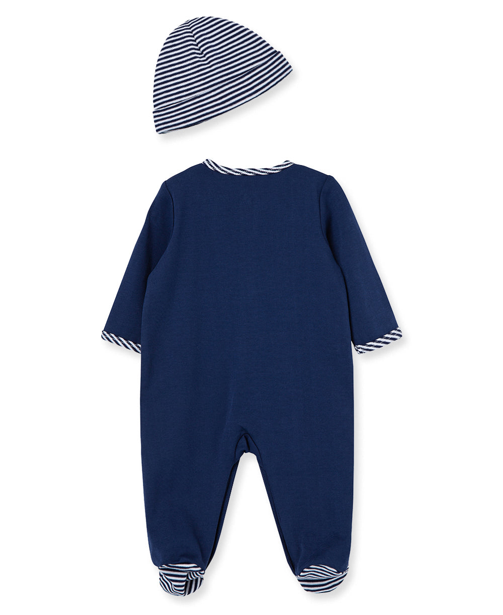 Sailboats Footed One-Piece And Hat - Little Me