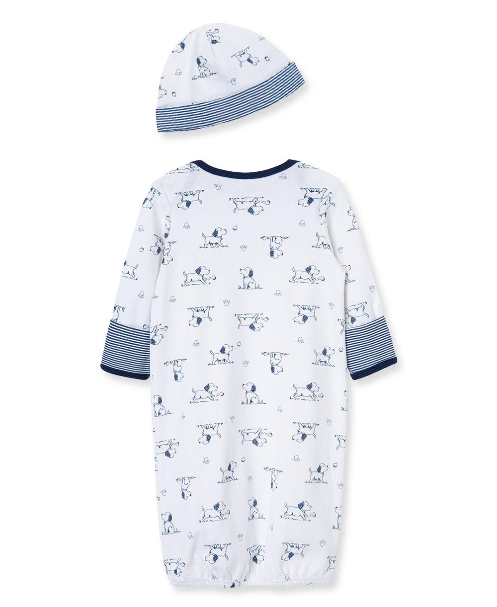 Puppy Toile Sleeper Gown And Hat - Little Me