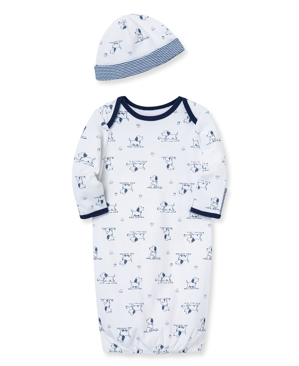 Puppy Toile Sleeper Gown And Hat - Little Me