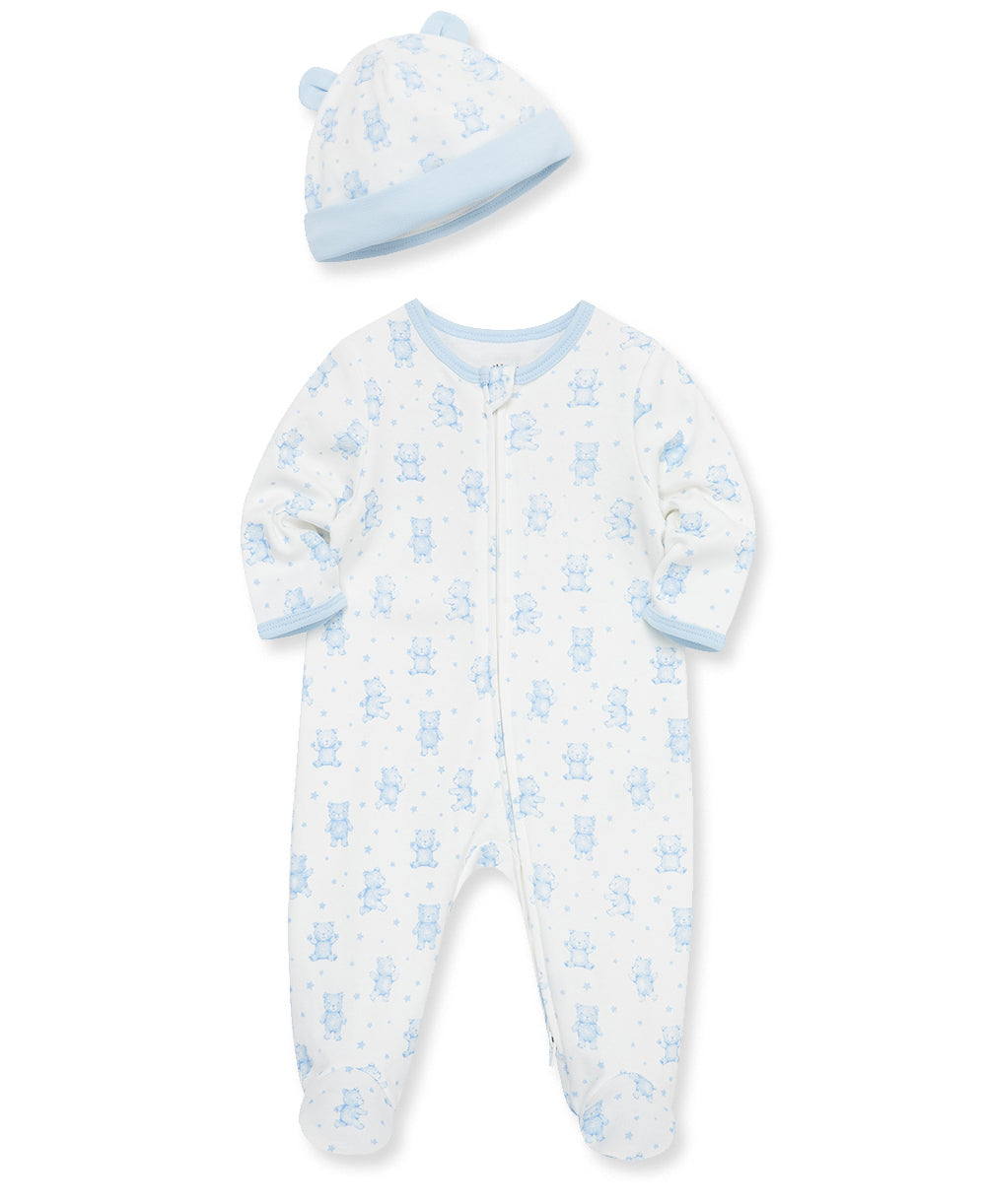 Happy Bear 2-Way-Zip Footie & Hat - Little Me