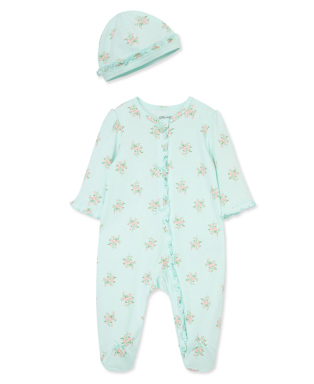 Delicate Floral Zip Footed One-Piece & Hat - Little Me