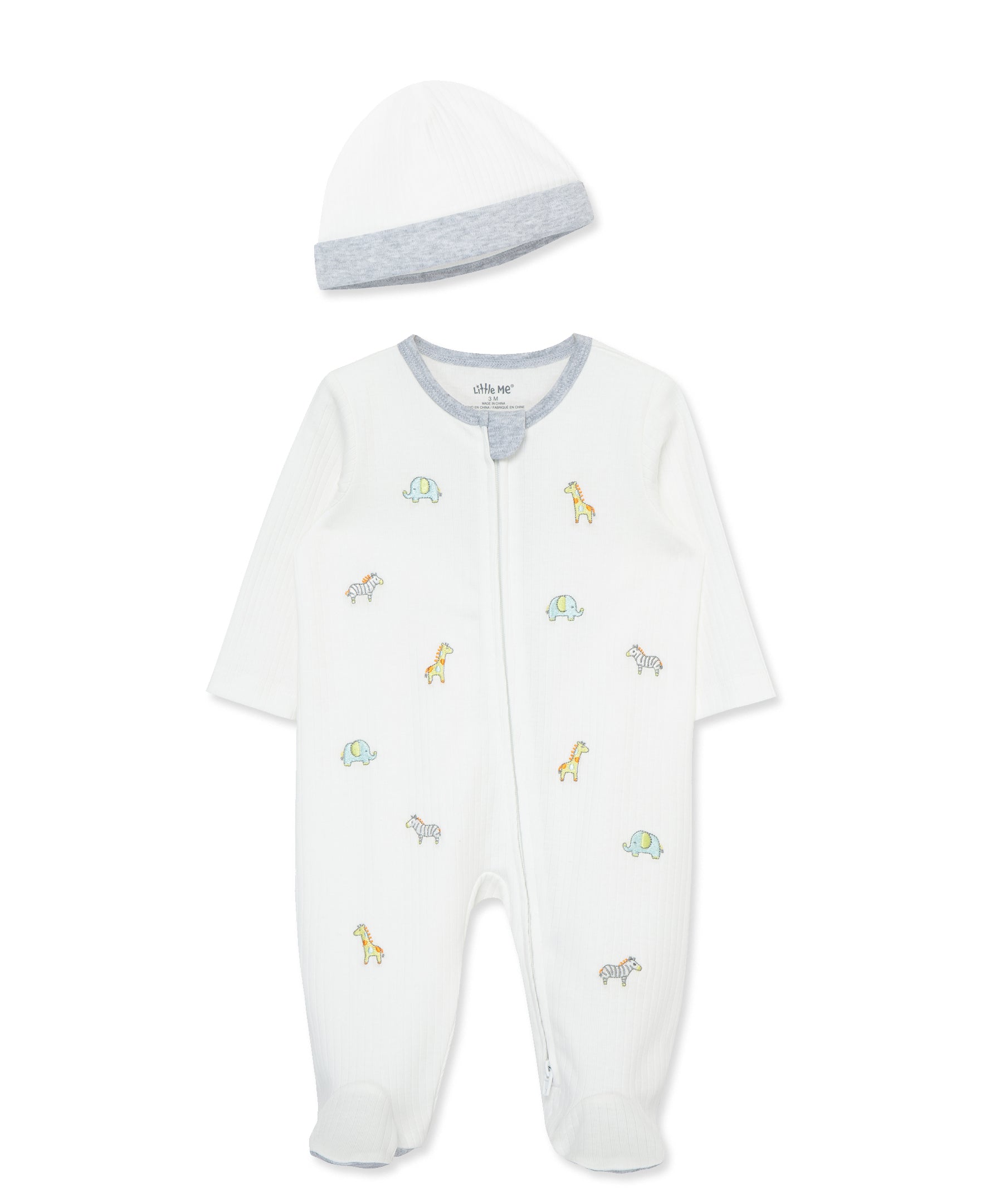 Safari 2-Way-Zip Footed One-Piece & Hat - Little Me