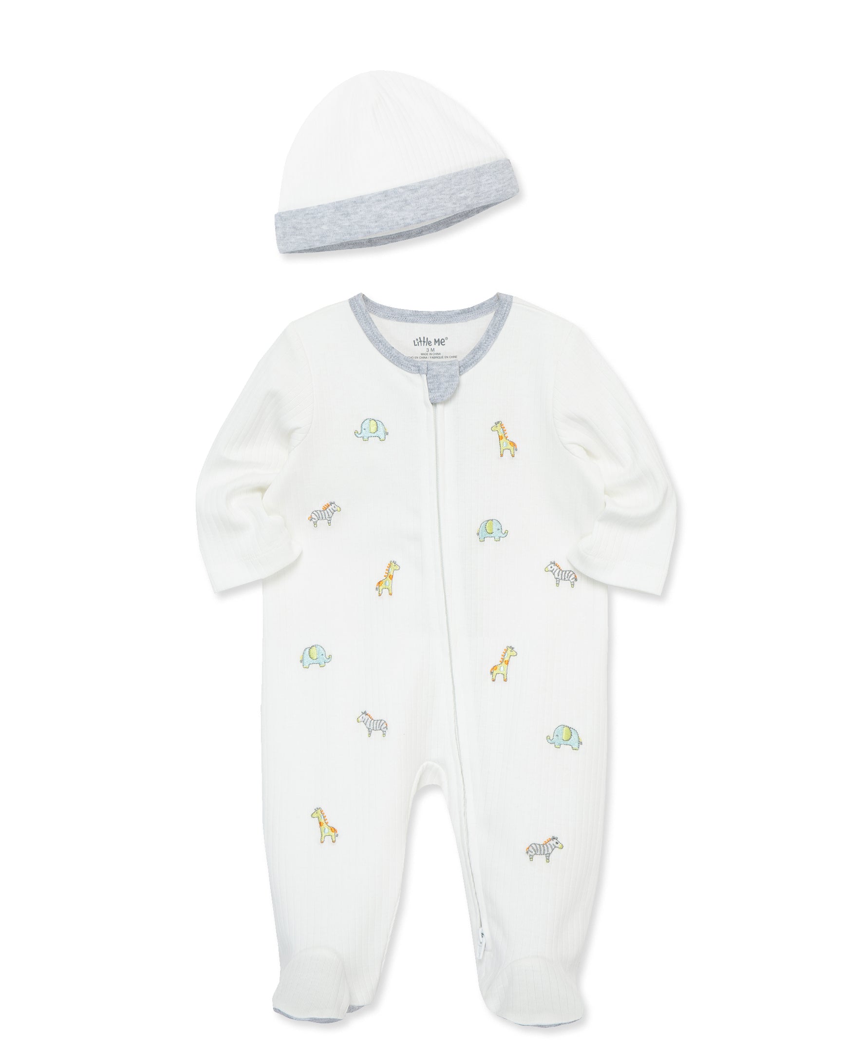 Safari 2-Way-Zip Footed One-Piece & Hat - Little Me