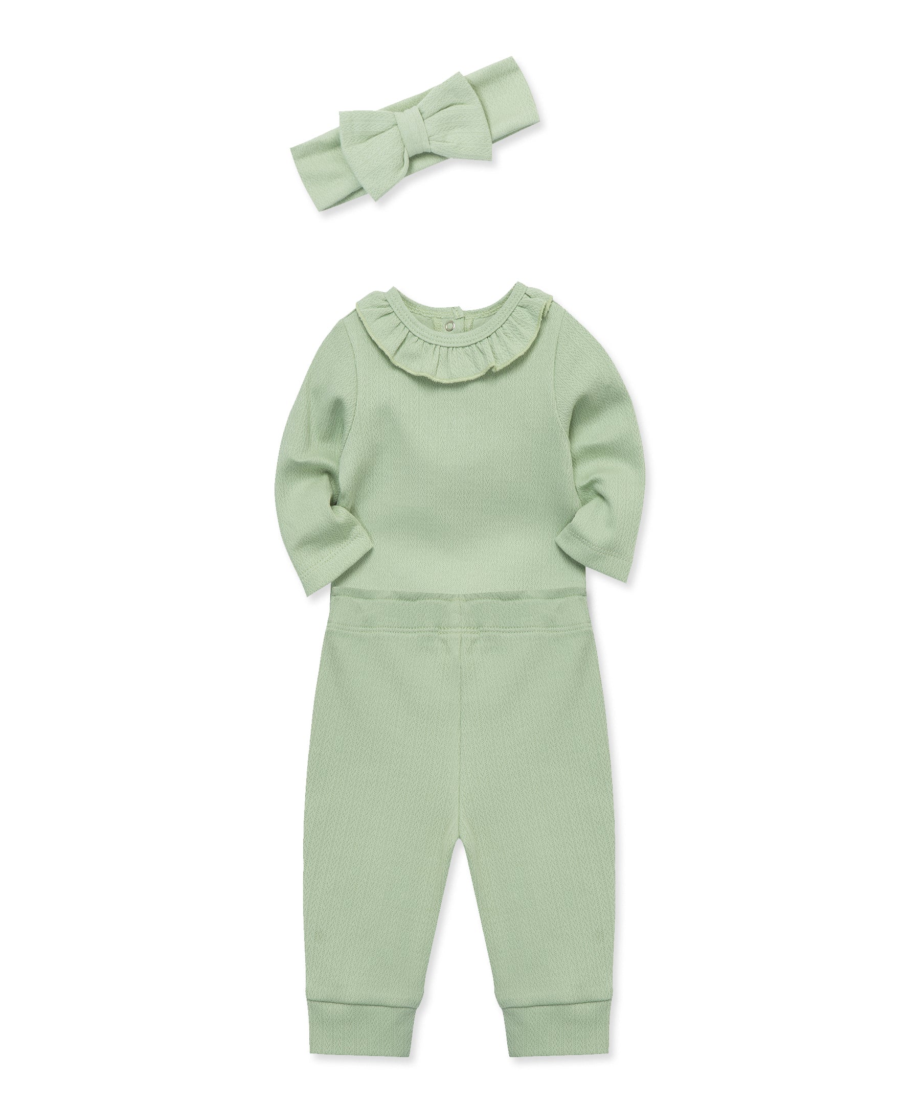 Green Pointelle Bodysuit & Pant Set - Little Me