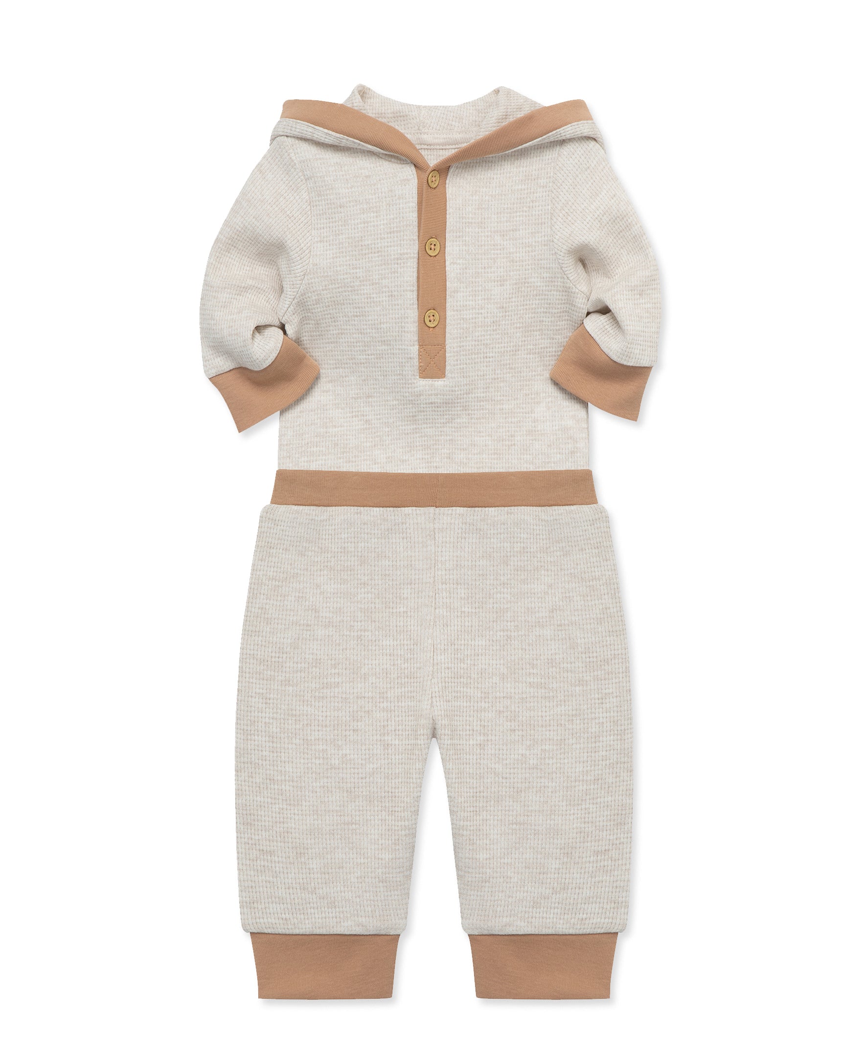 Oatmeal Waffle Knit Bodysuit & Pant Set - Little Me