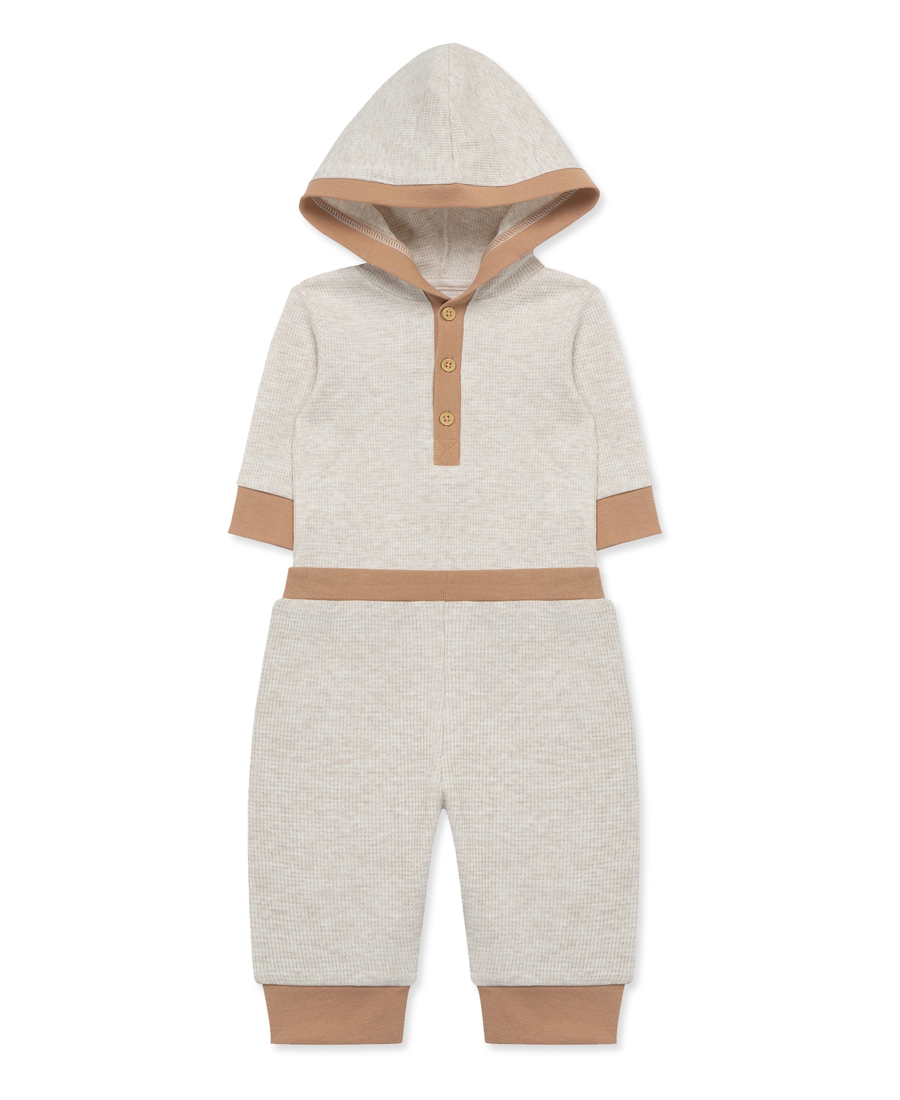 Oatmeal Waffle Knit Bodysuit & Pant Set - Little Me