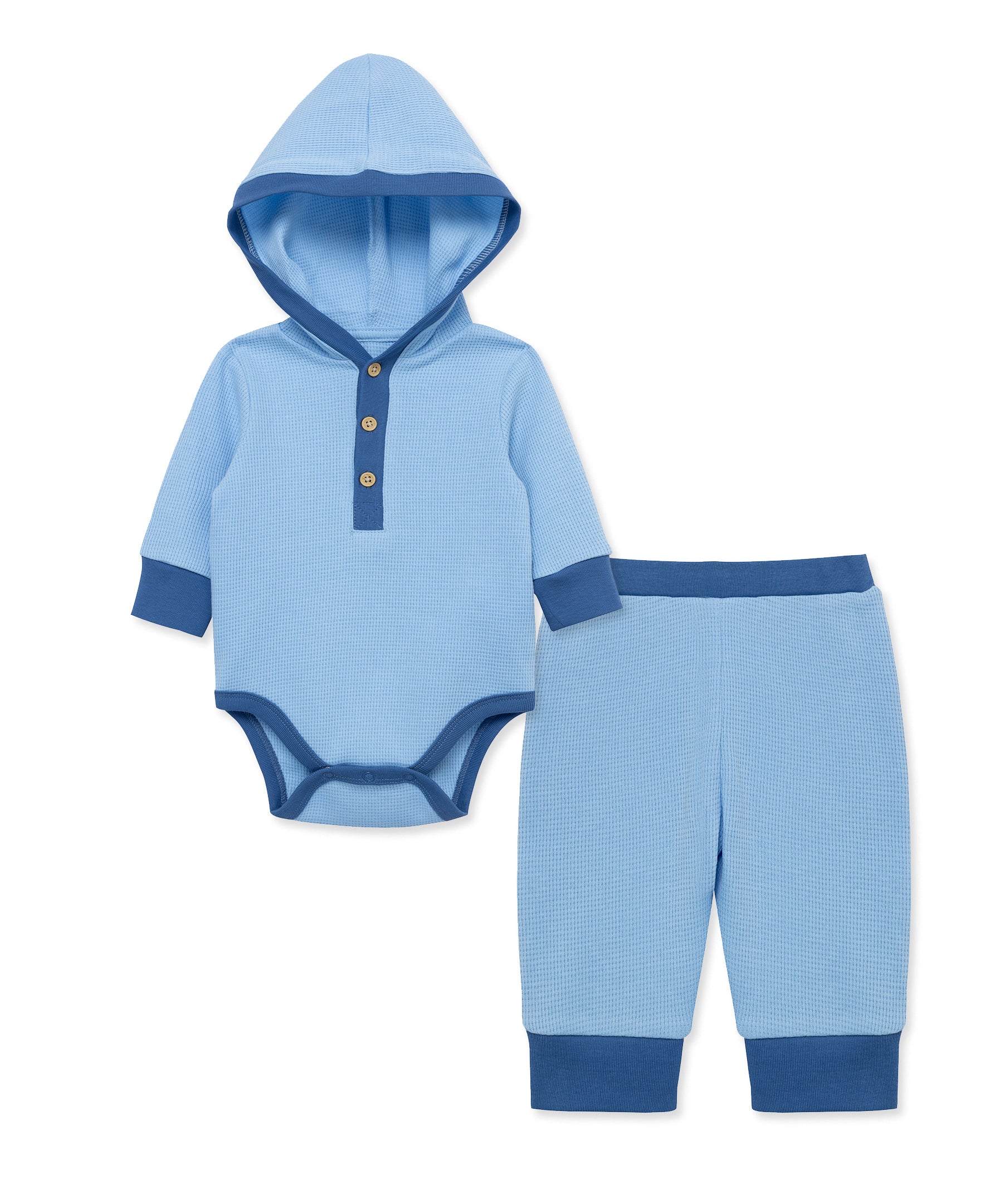 Blue Waffle Knit Bodysuit & Pant Set - Little Me