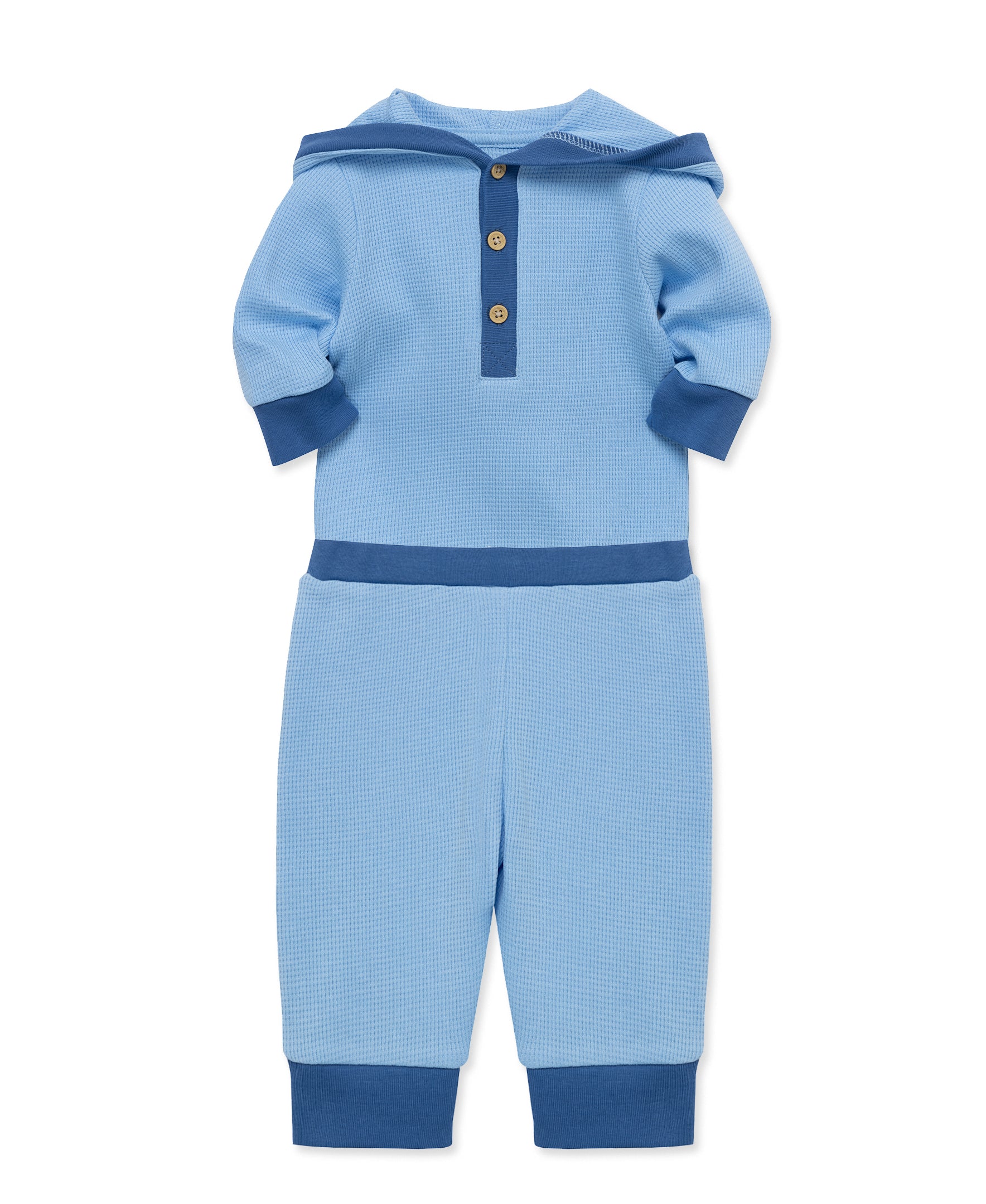 Blue Waffle Knit Bodysuit & Pant Set - Little Me