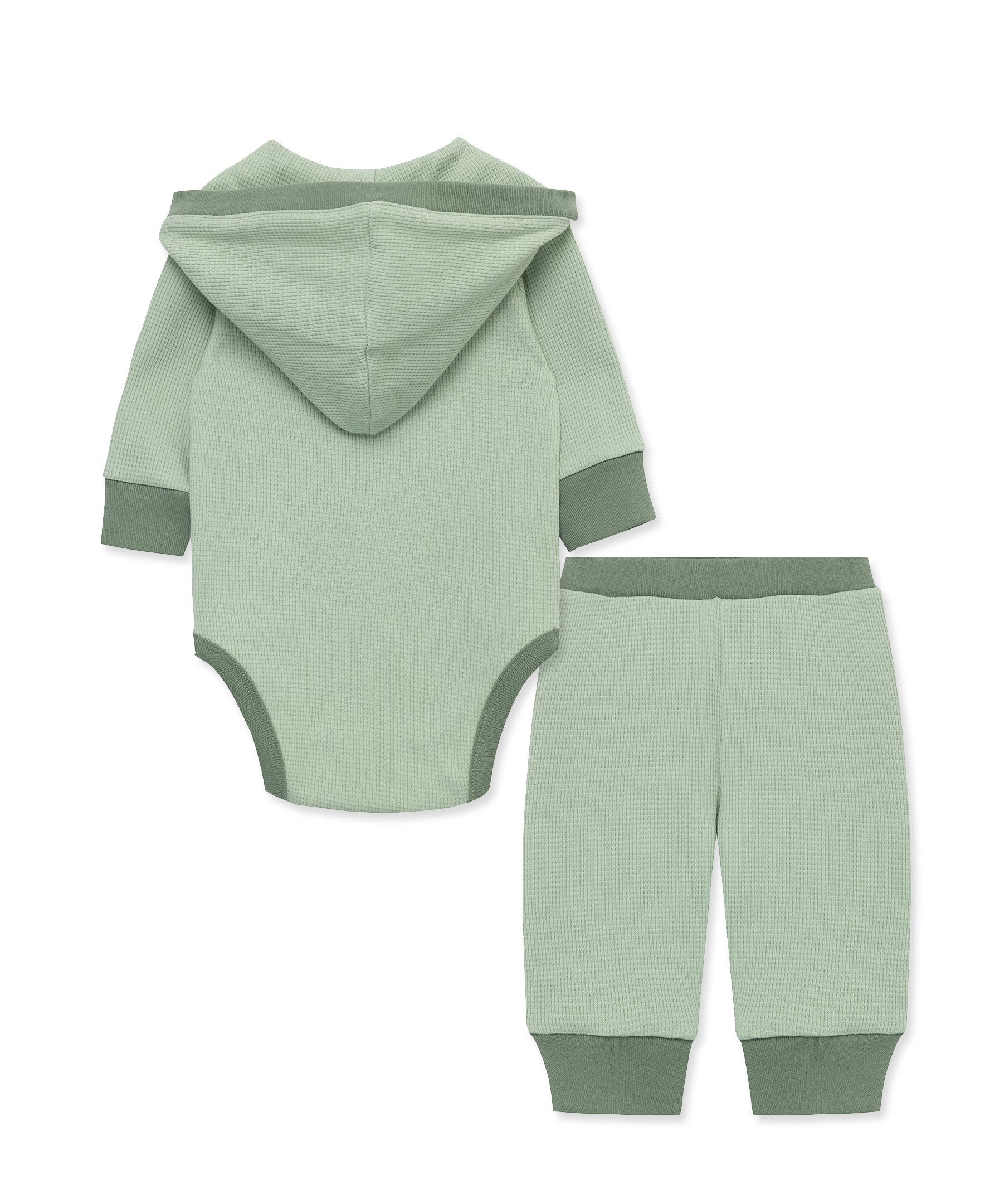 Green Waffle Knit Bodysuit & Pant Set - Little Me