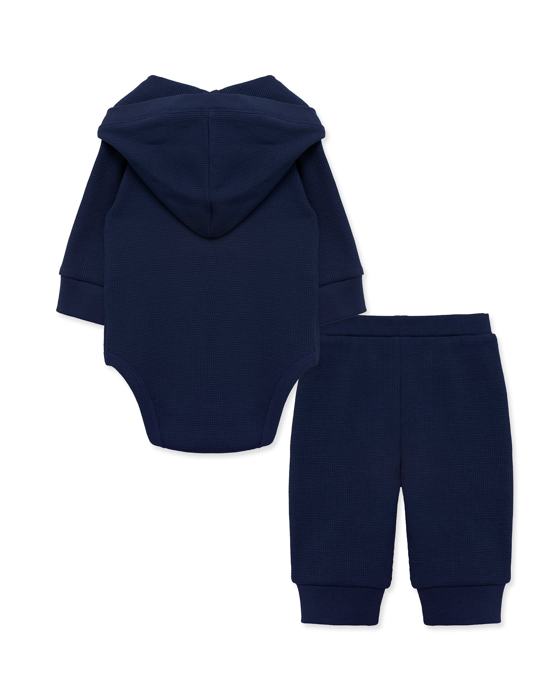 Navy Waffle Knit Bodysuit & Pant Set - Little Me