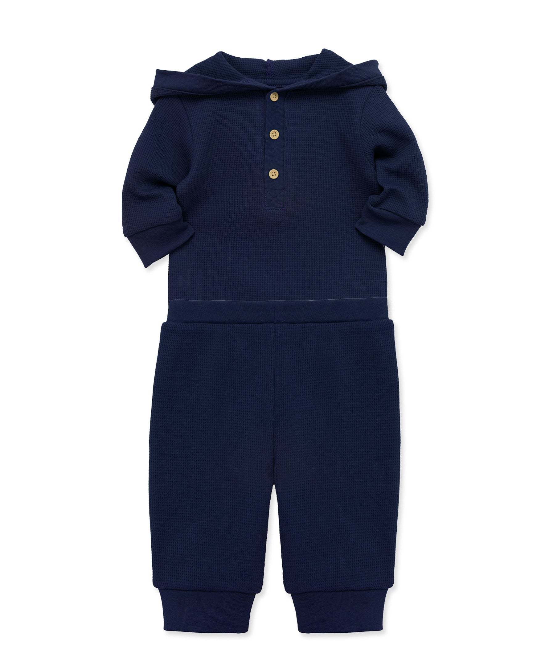 Navy Waffle Knit Bodysuit & Pant Set - Little Me