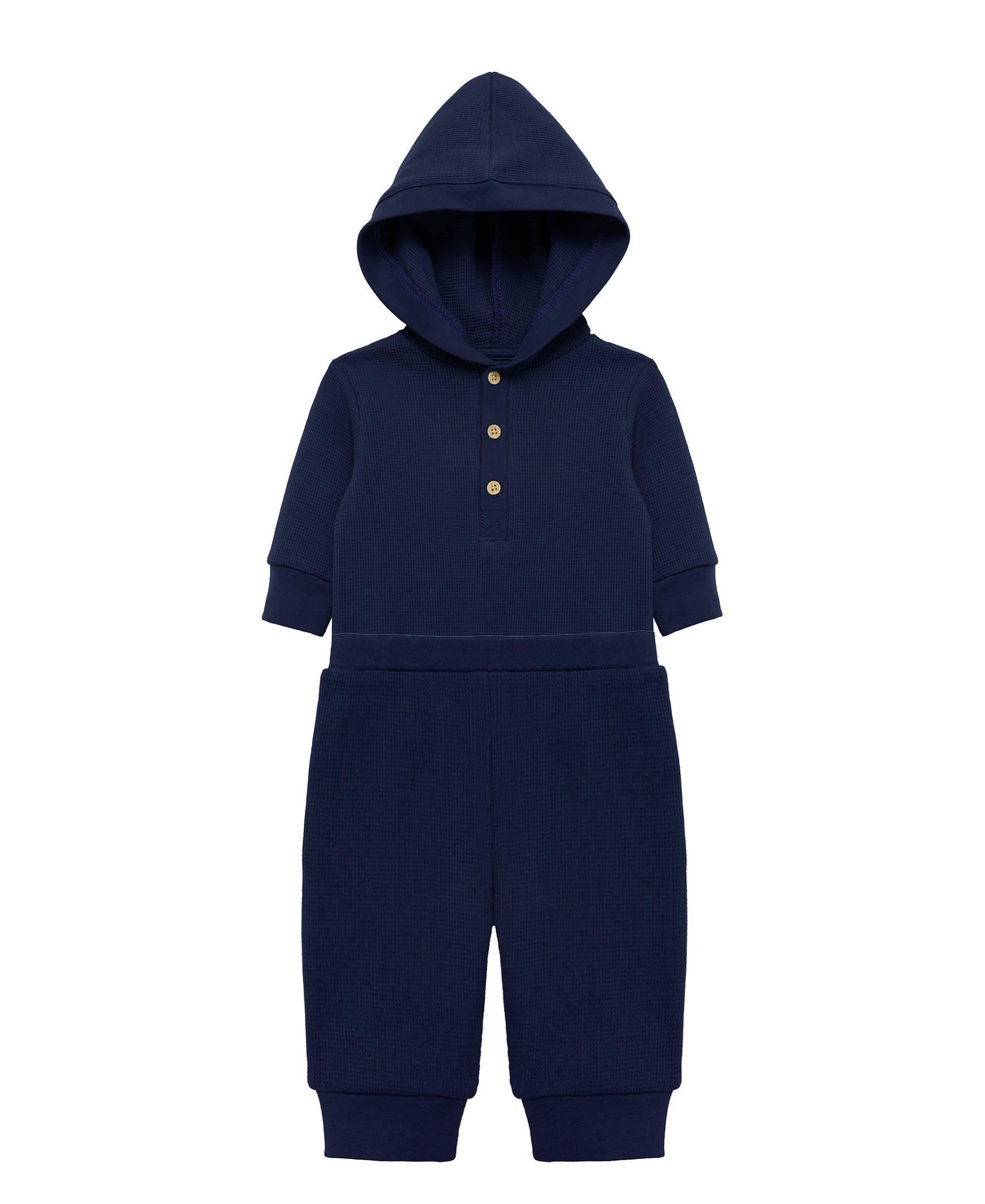 Navy Waffle Knit Bodysuit & Pant Set - Little Me