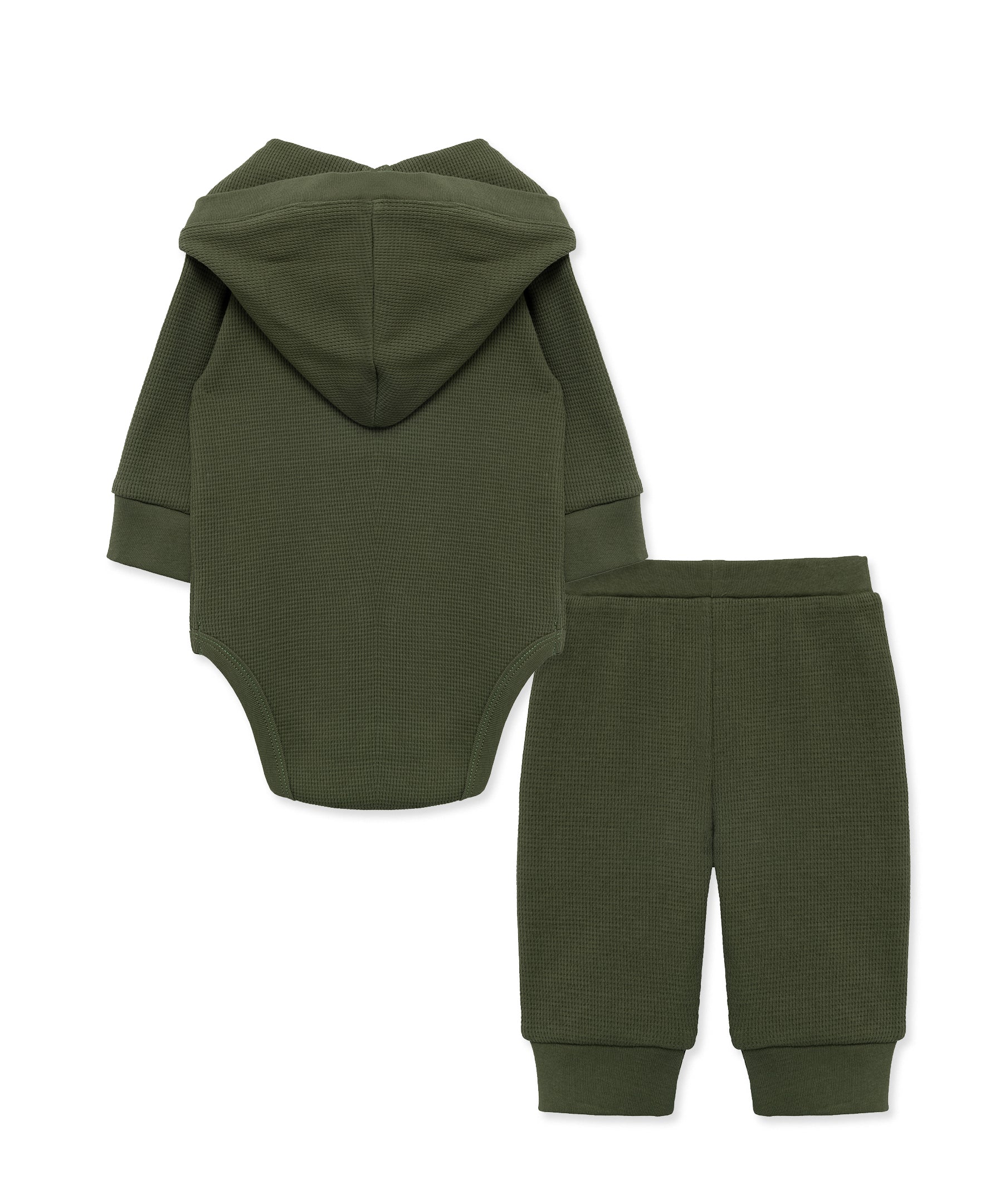 Olive Waffle Knit Bodysuit & Pant Set - Little Me