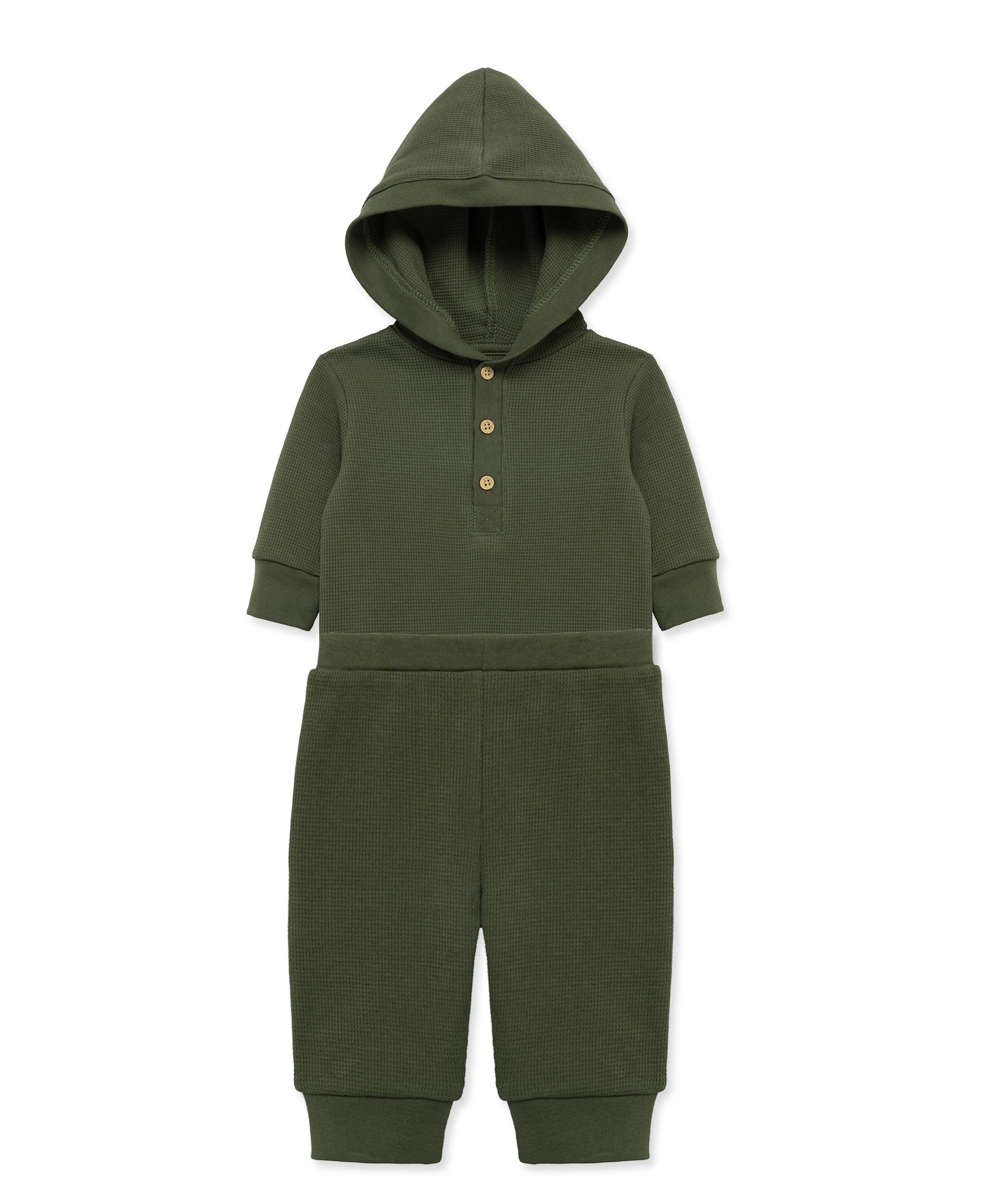 Olive Waffle Knit Bodysuit & Pant Set - Little Me