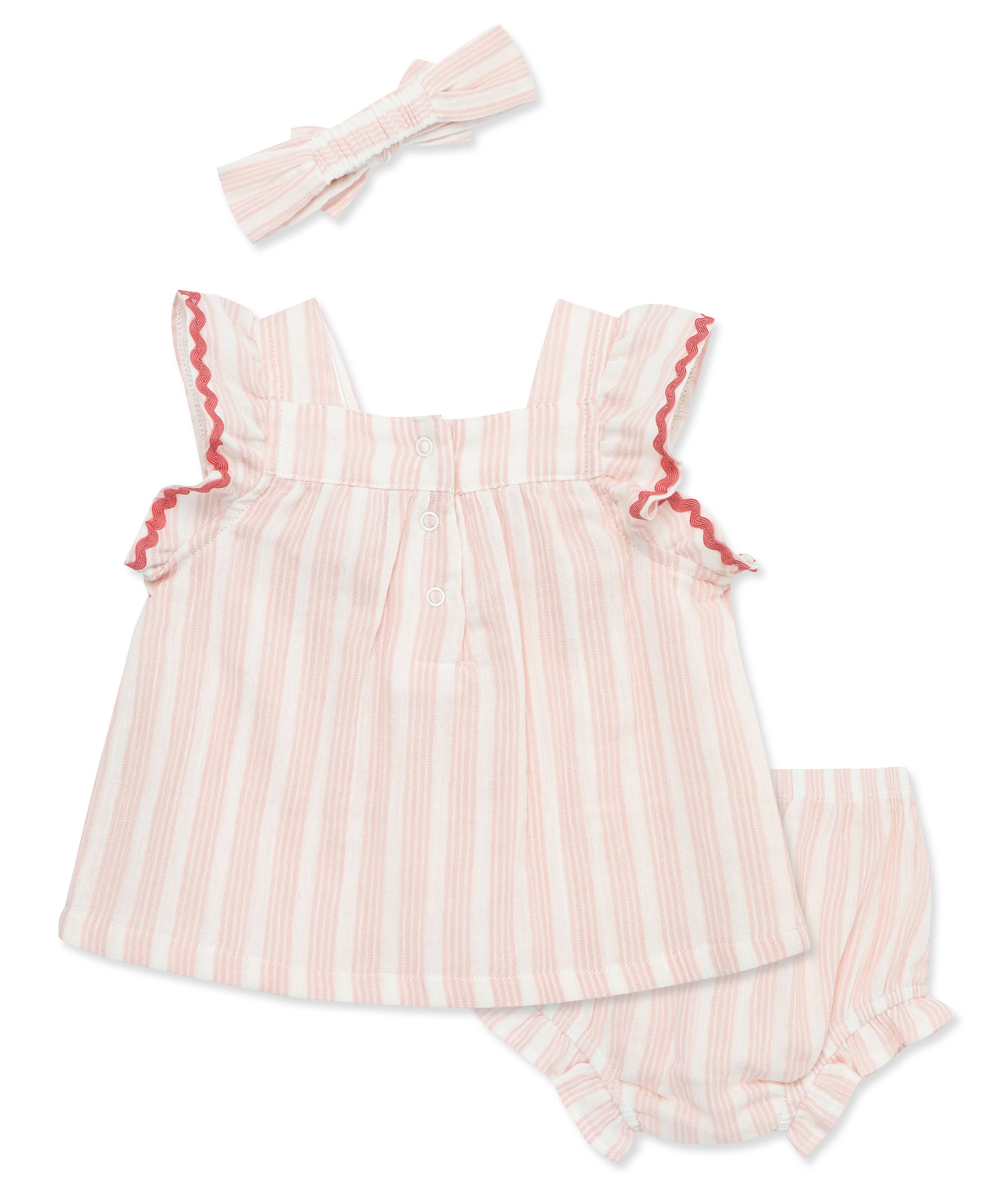 Striped Gauze Short Set & Headband - Little Me