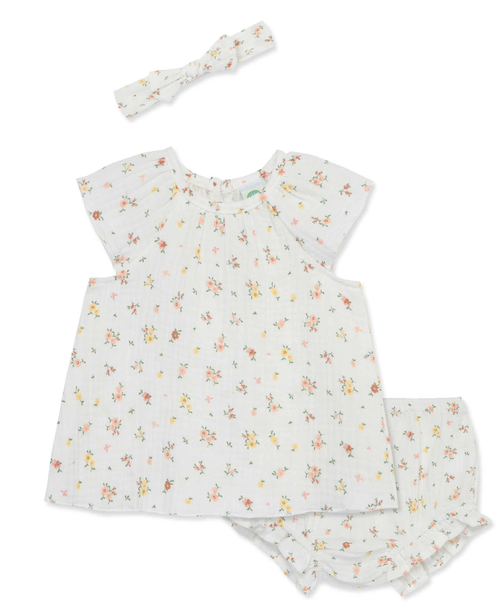 Floral Gauze Short Set & Headband - Little Me