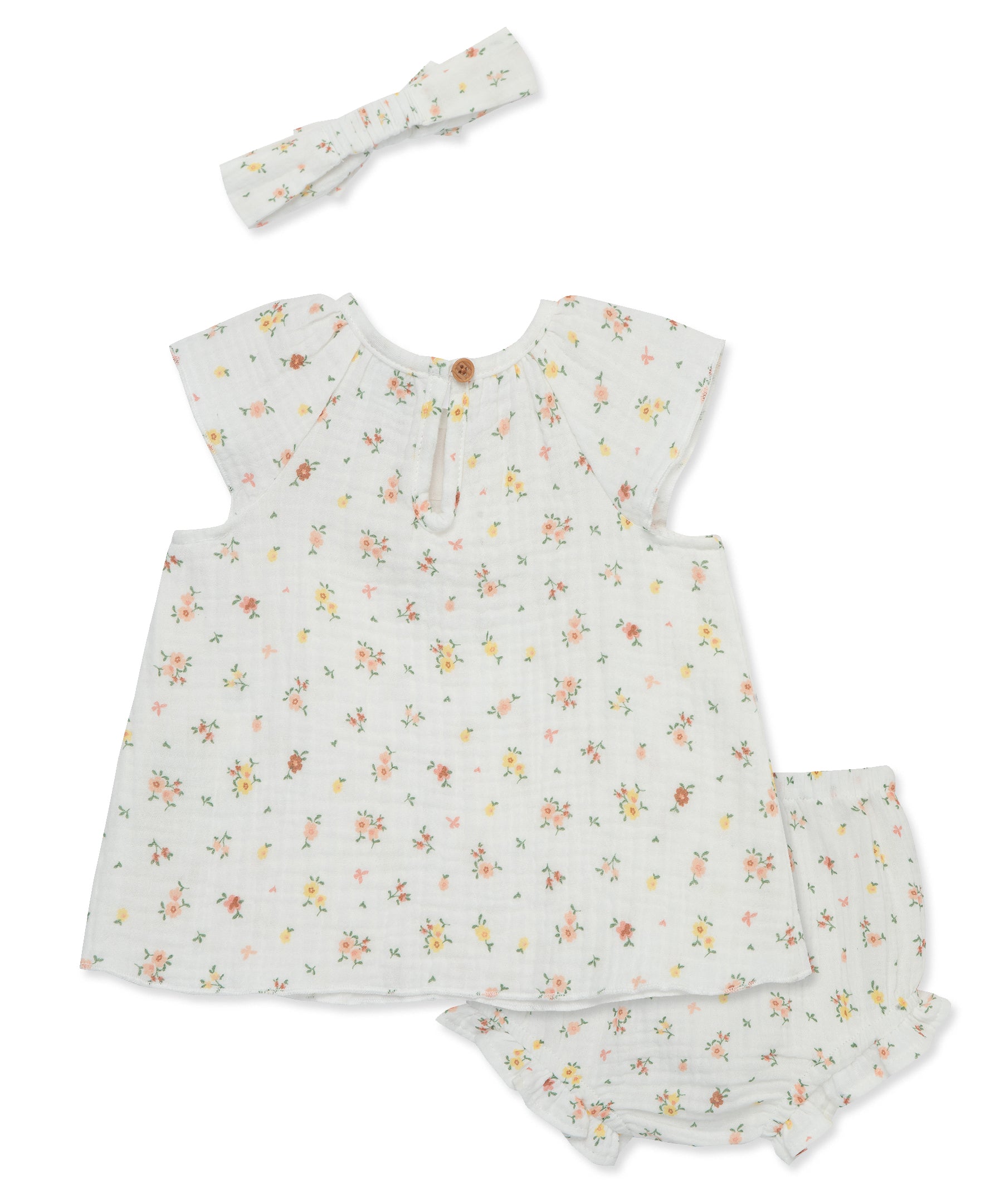 Floral Gauze Short Set & Headband - Little Me