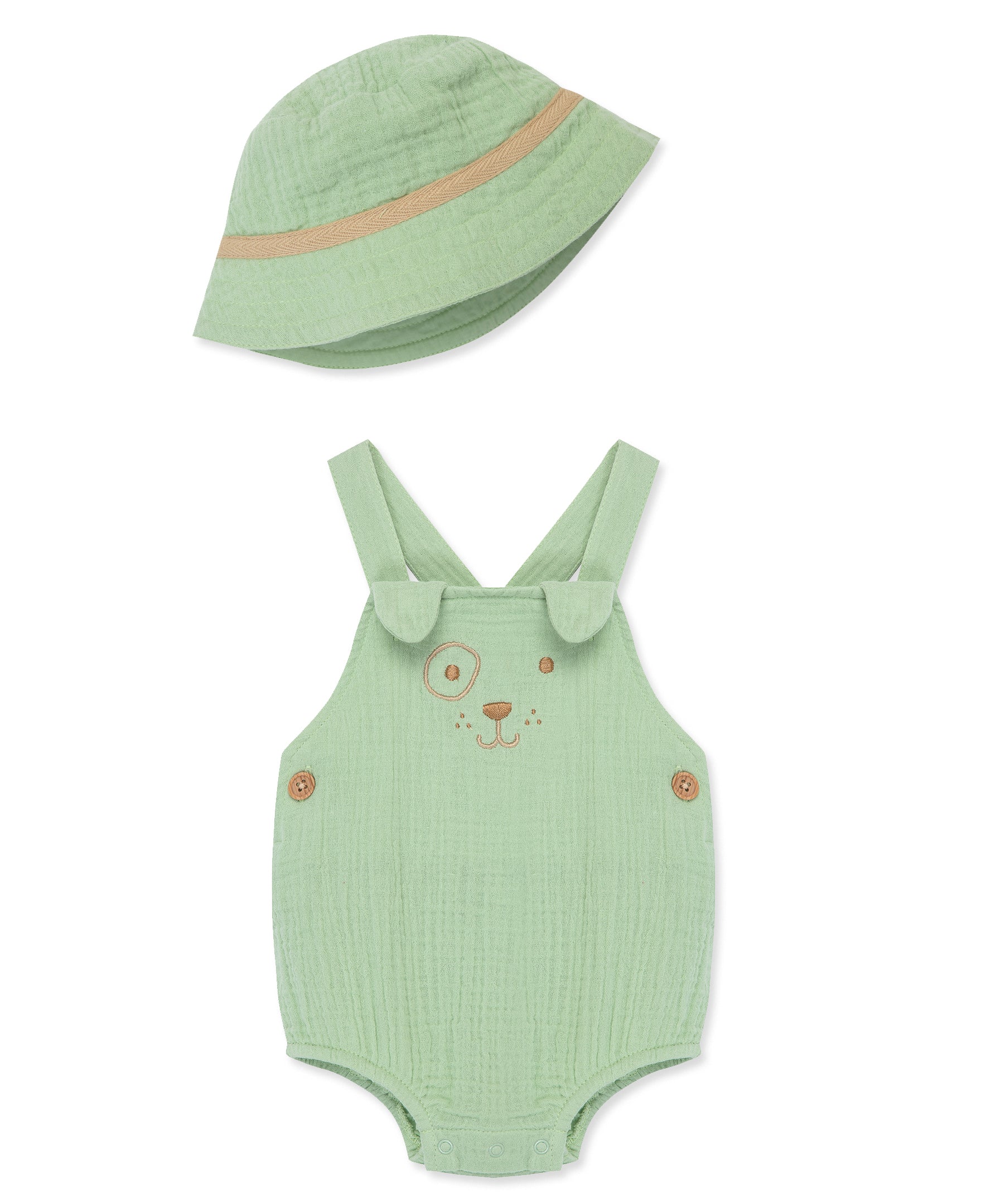 Puppy Gauze Romper & Hat Set - Little Me