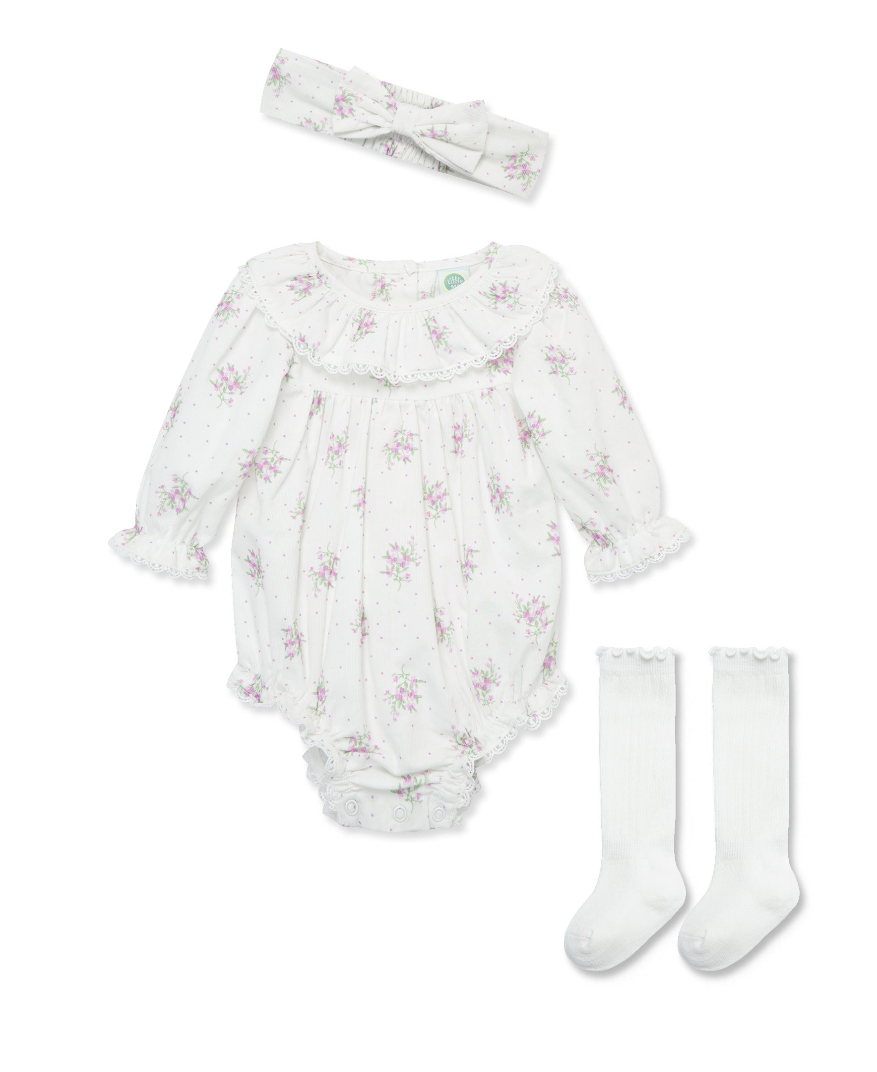 Dainty Floral Woven Bubble Set - Little Me