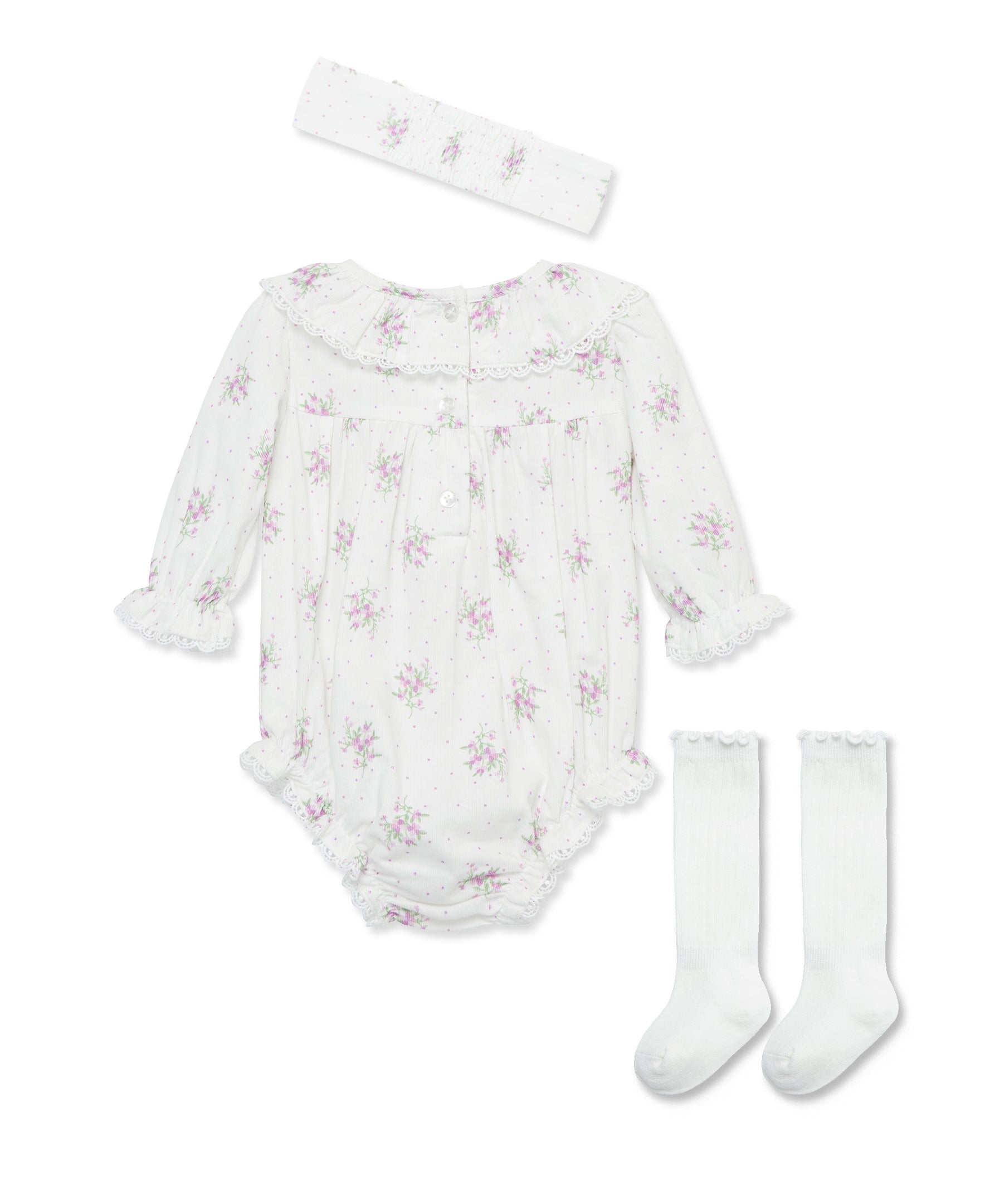 Dainty Floral Woven Bubble Set - Little Me