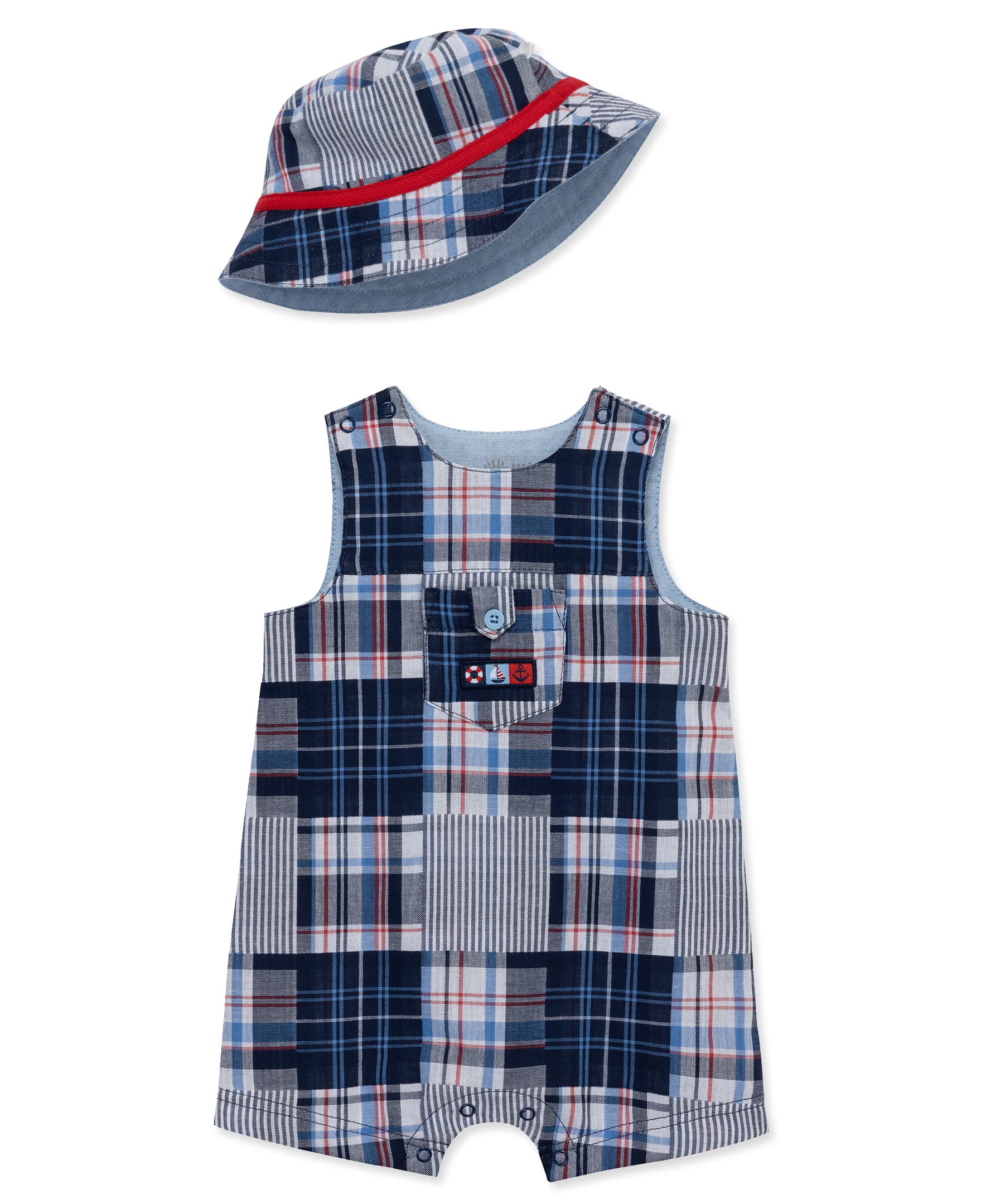 Patchwork Woven Sunsuit & Hat - Little Me