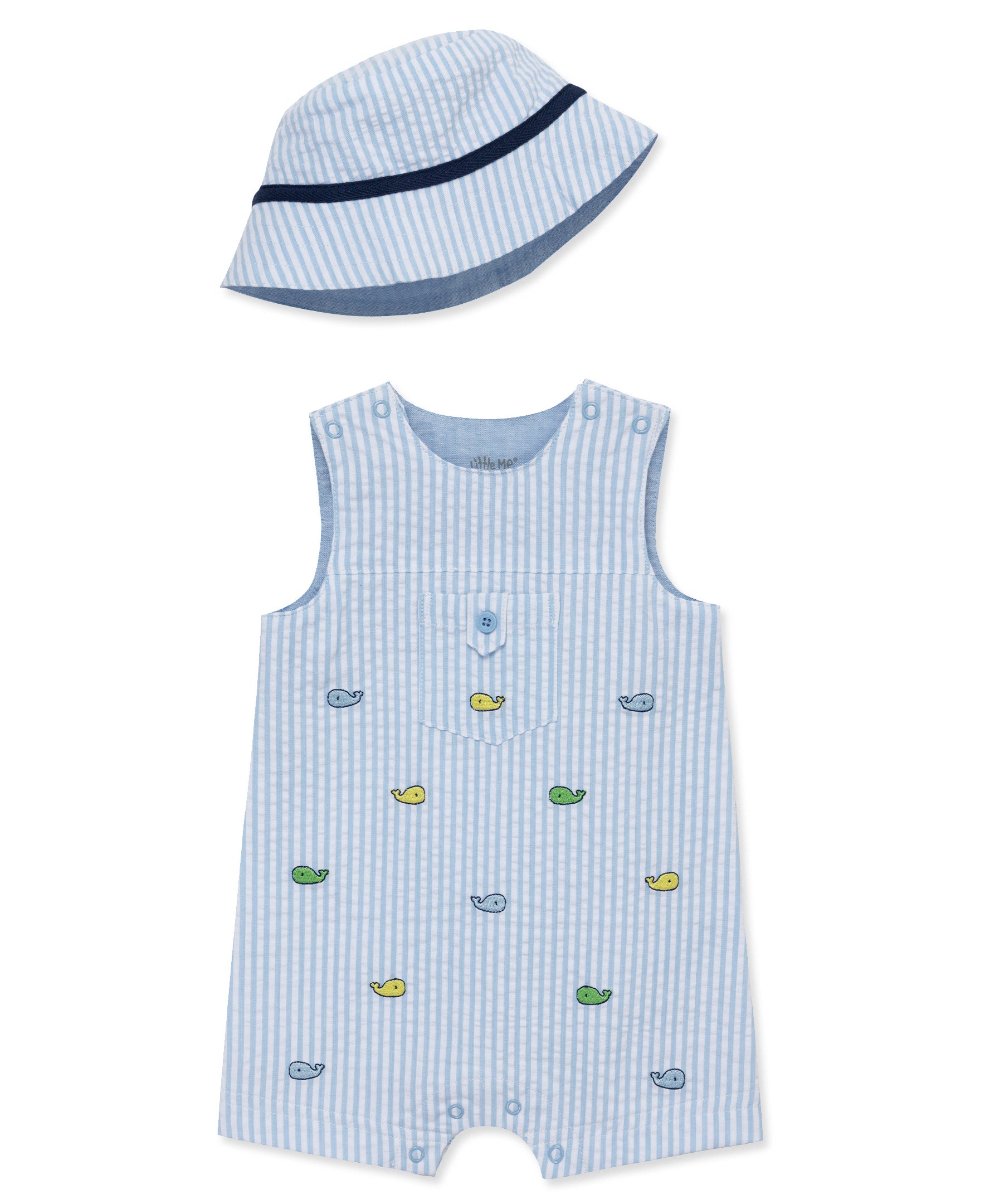 Whales Woven Sunsuit & Hat - Little Me