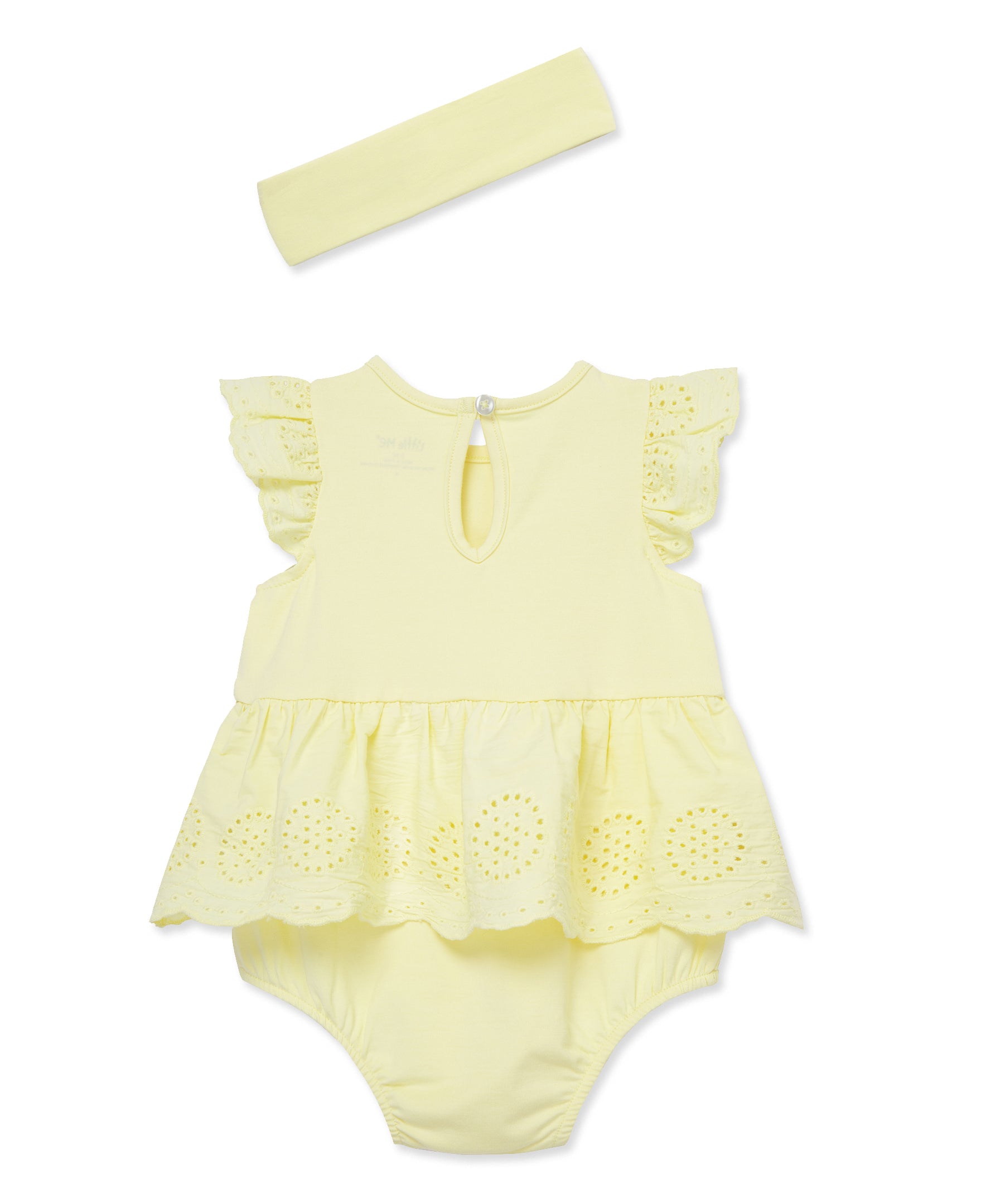 Yellow Eyelet Bubble & Headband Set - Little Me