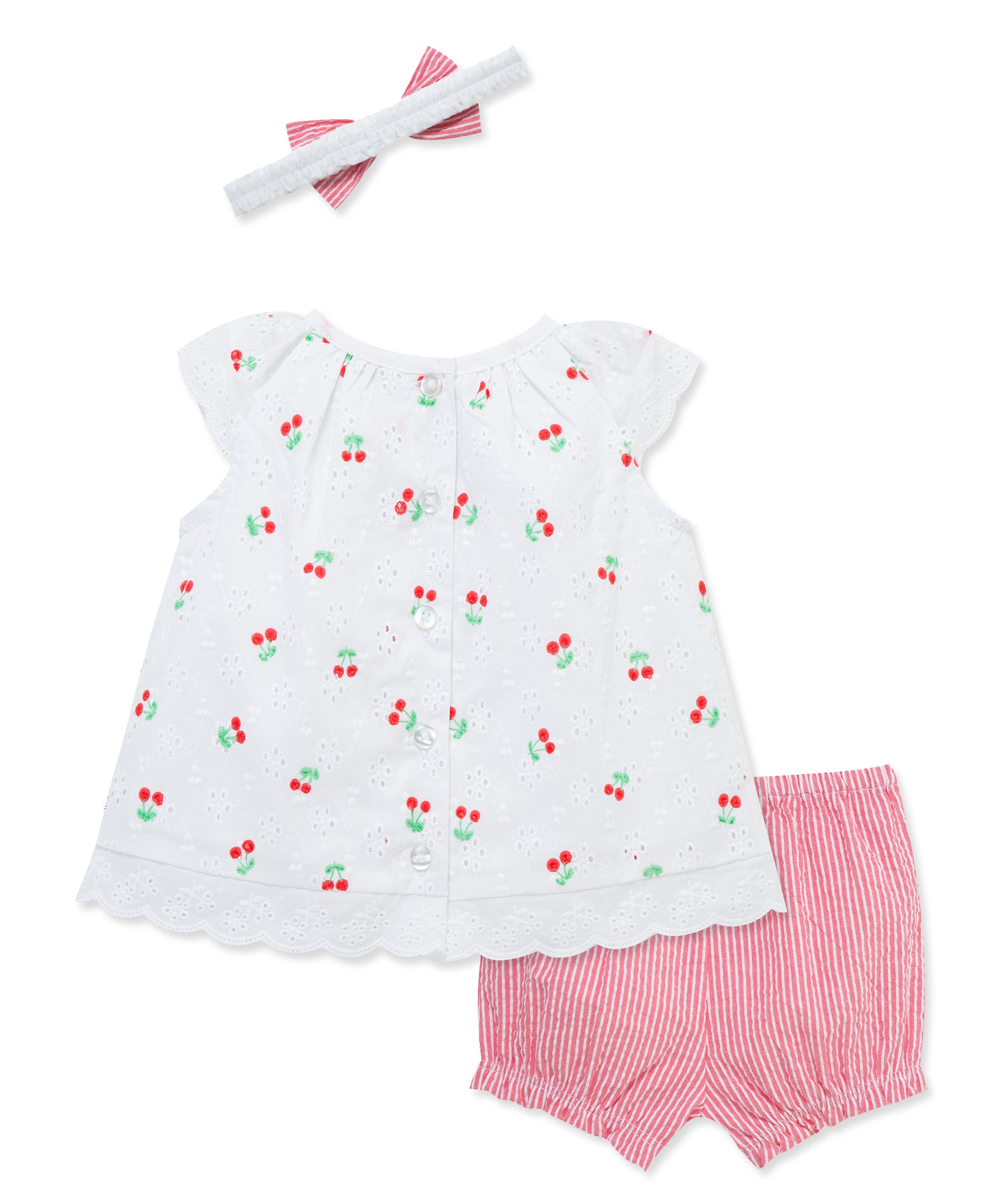 Cherry Eyelet Woven Short Set & Headband - Little Me