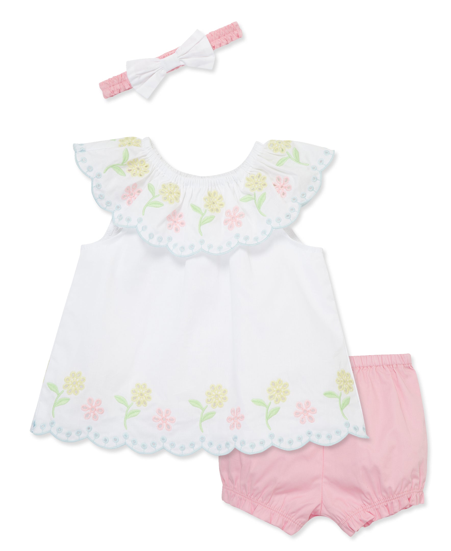 Multi Eyelet Woven Short Set & Headband - Little Me