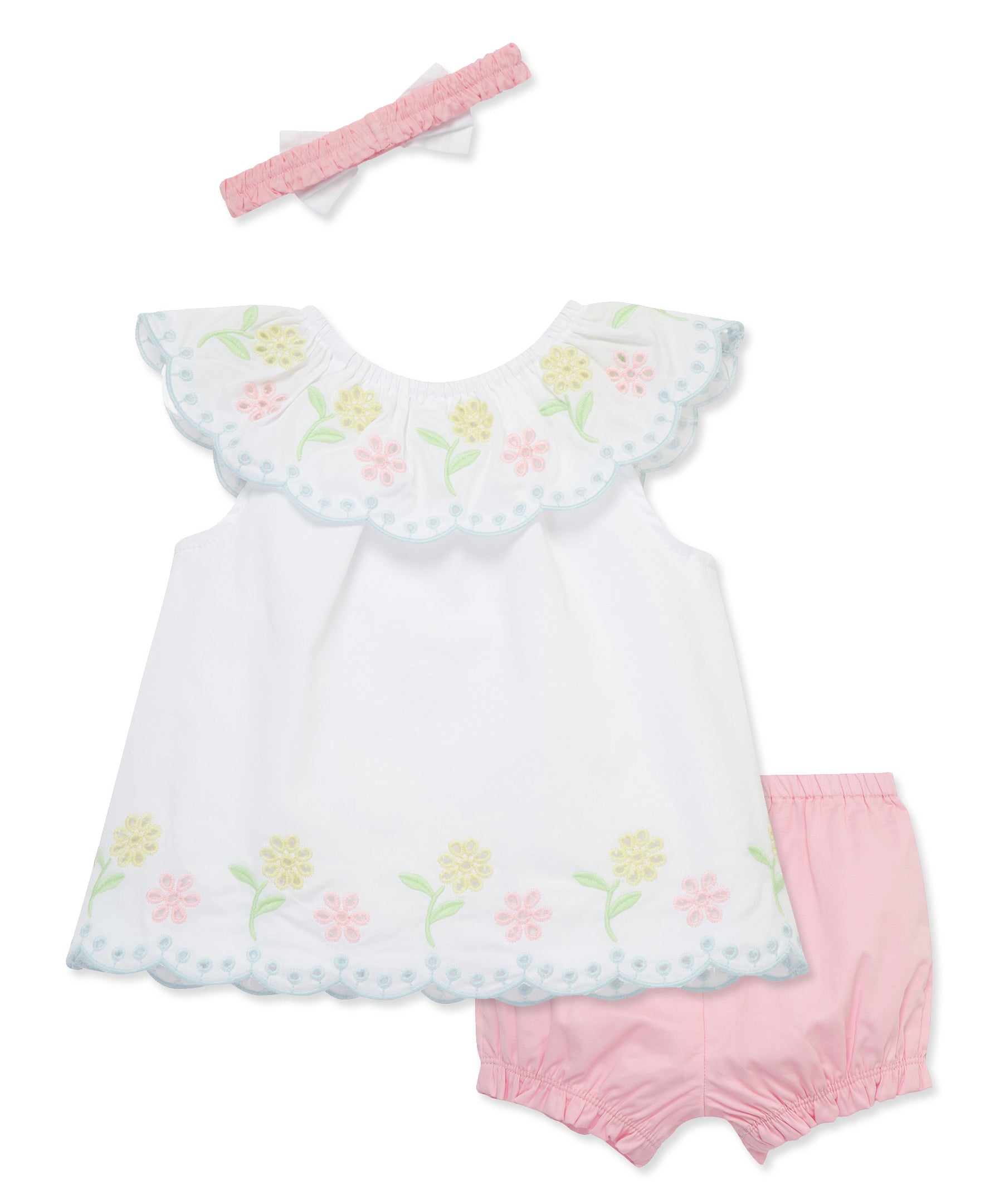 Multi Eyelet Woven Short Set & Headband - Little Me