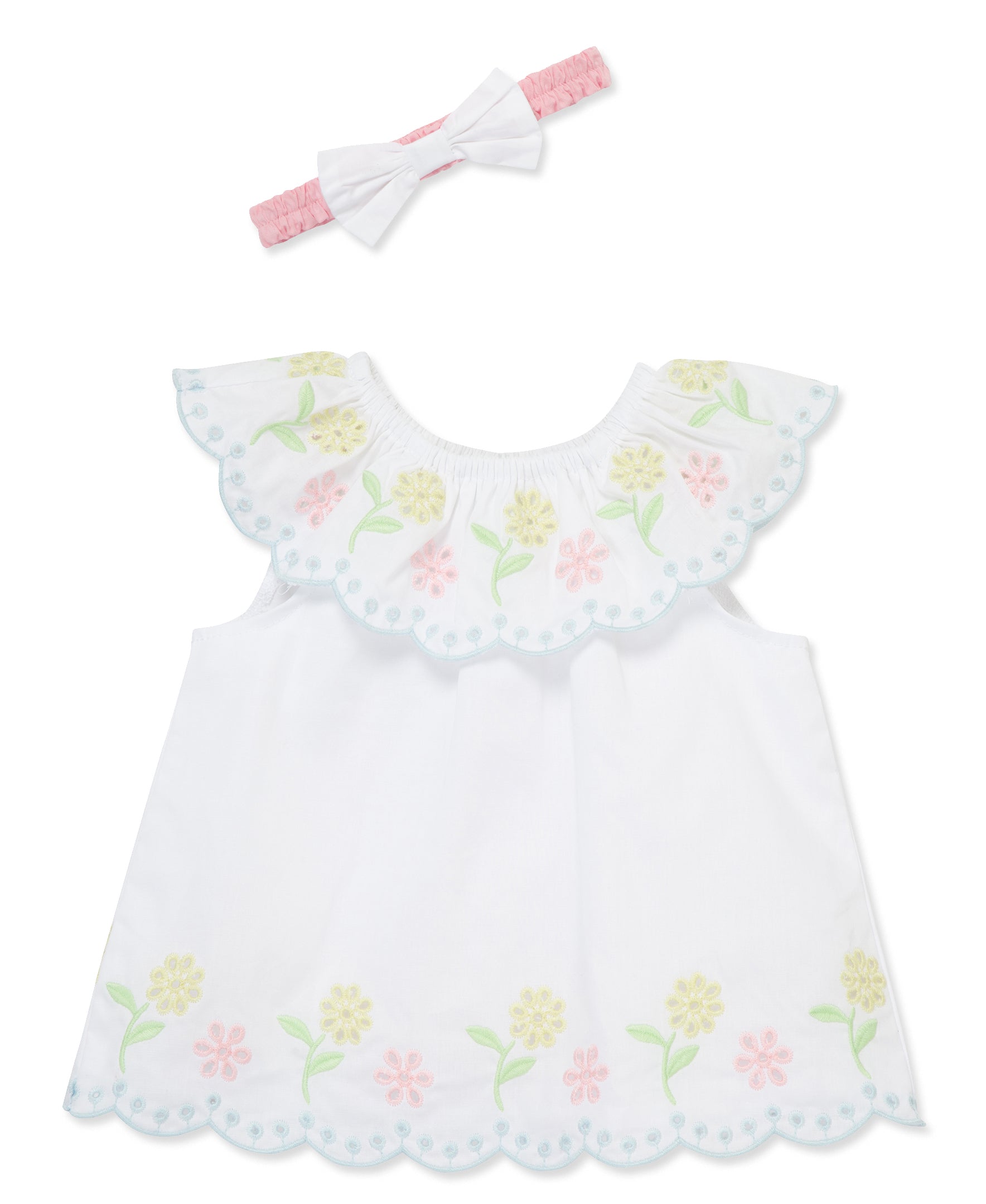 Multi Eyelet Woven Short Set & Headband - Little Me