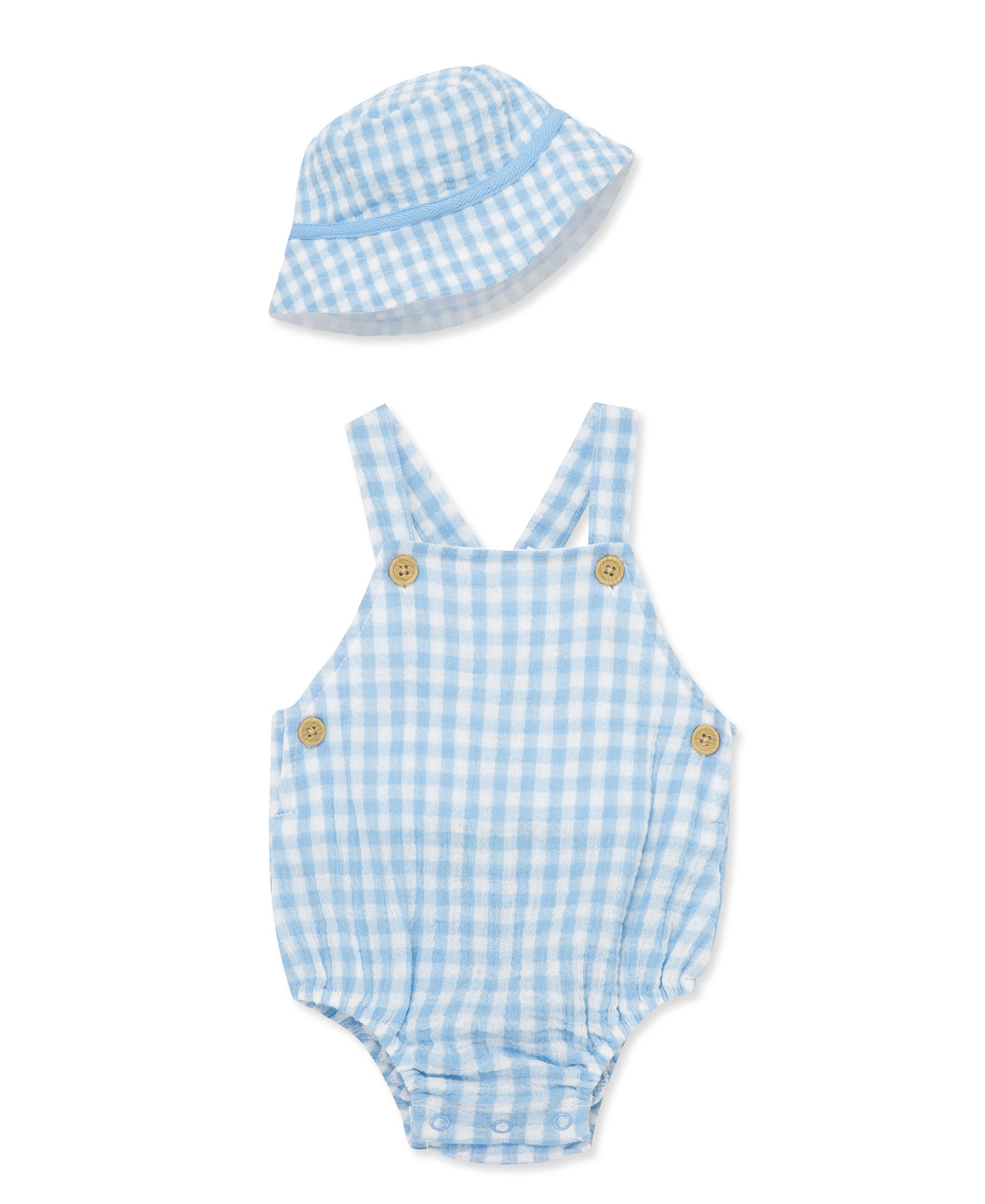 Check Gauze Sunsuit & Hat - Little Me