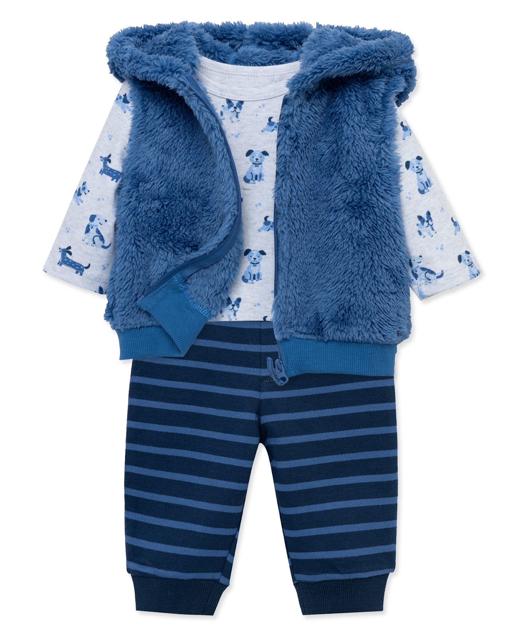 Puppies Sherpa Vest Set - Little Me