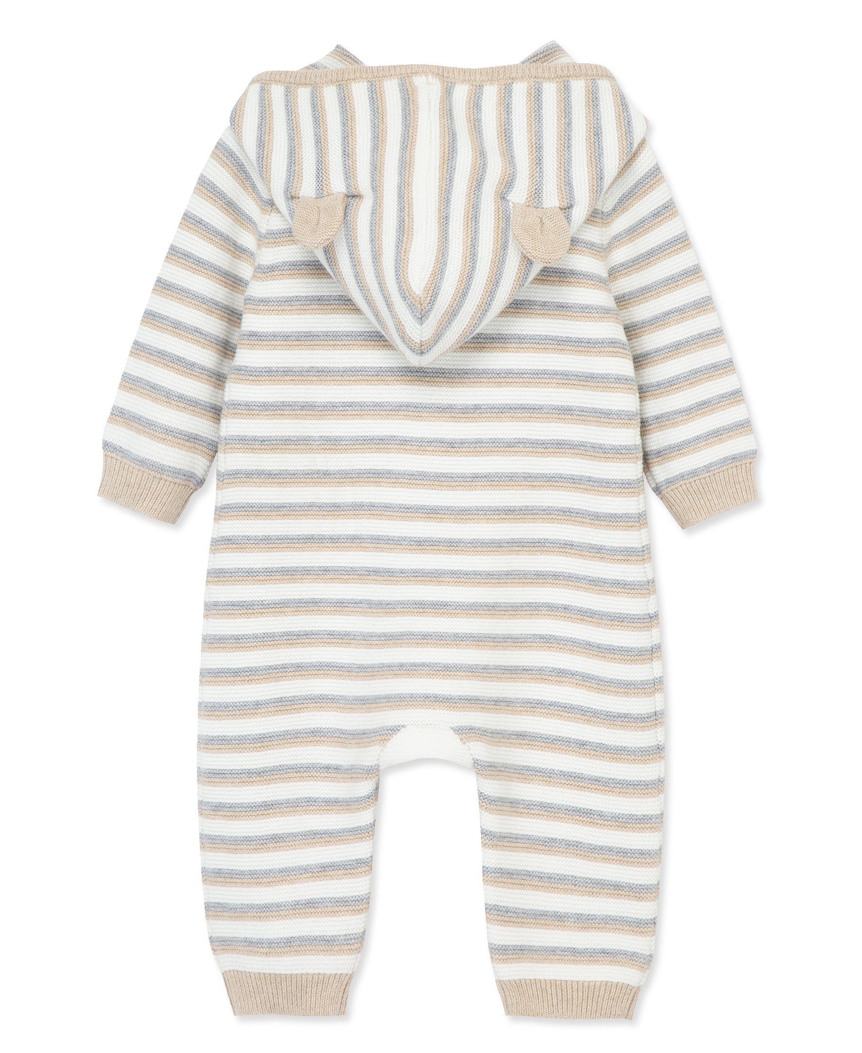 Neutral Stripe Zip Front Coverall - Little Me