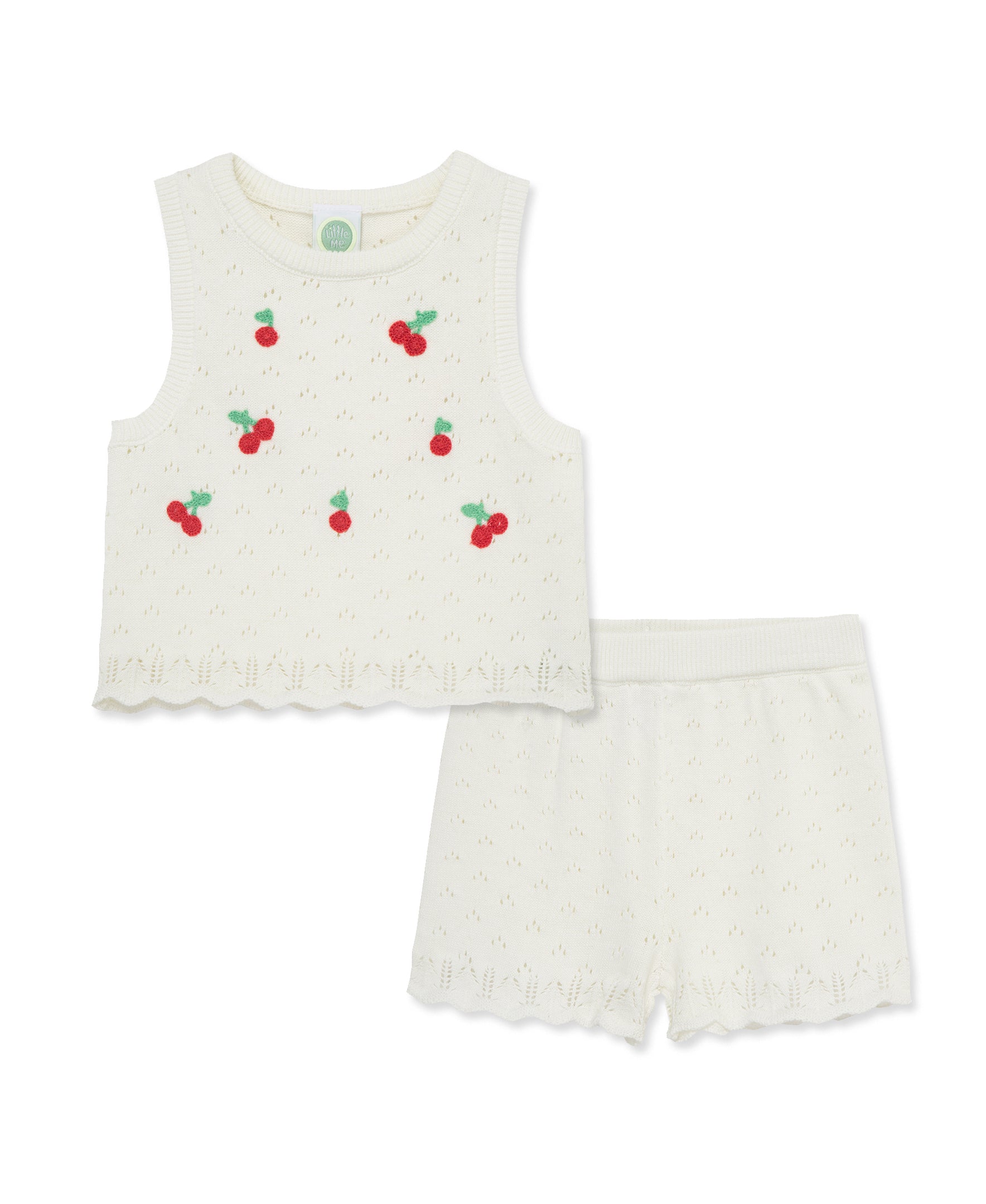 Cherry Pointelle Short Set - Little Me