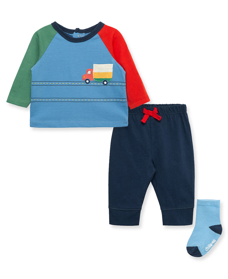 Truck Jersey Knit Infant Jogger Set & Sock - Little Me