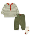 Striped Waffle Knit Infant Jogger Set & Sock - Little Me
