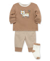 Tiger Rib Knit Jogger Set & Sock - Little Me